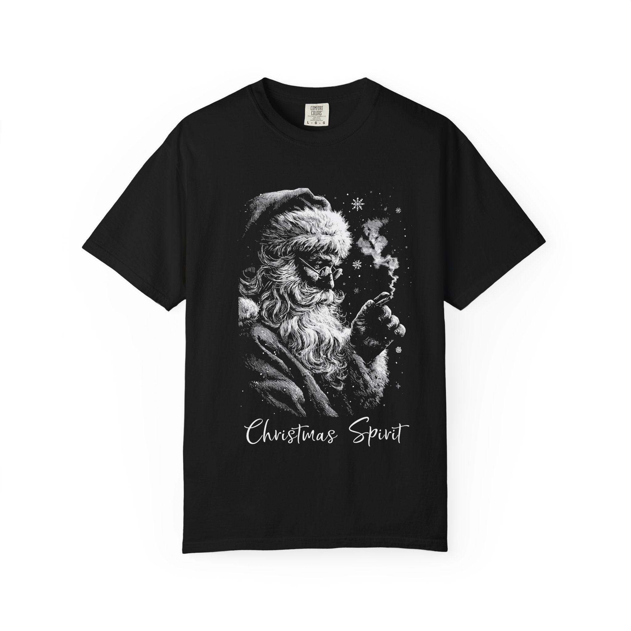 Santa Smoking Pipe T-Shirt — "Christmas Spirit" Vintage Holiday Tee