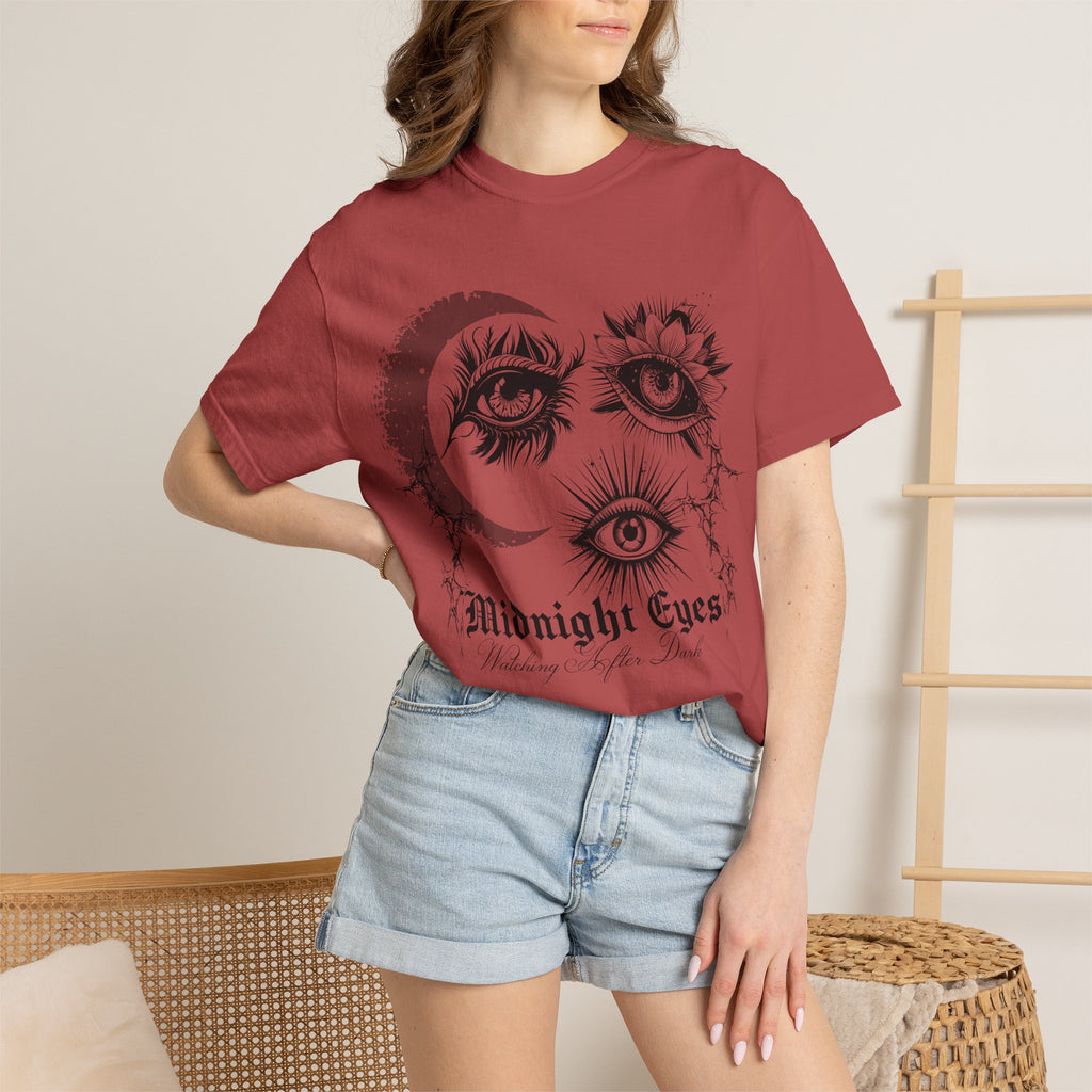 Midnight Eyes Graphic T-Shirt — Moon & Eye Gothic Vintage Tee