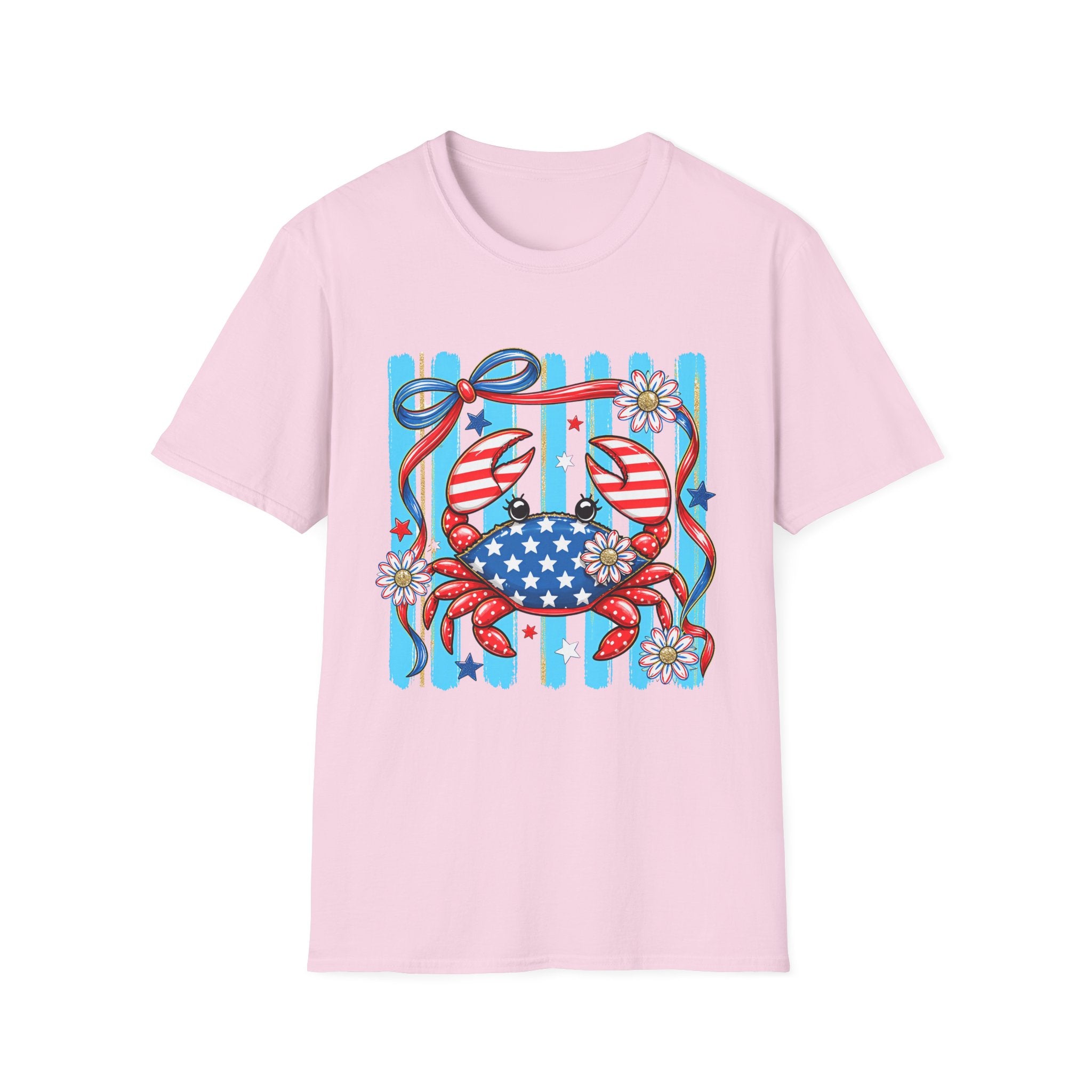 Patriotic Crab T-Shirt — American Flag Red White Blue Beach Tee Patriotic Crab T-Shirt — Preppy Cute and Funny Crab Tee. Midnight Eye, LLC.