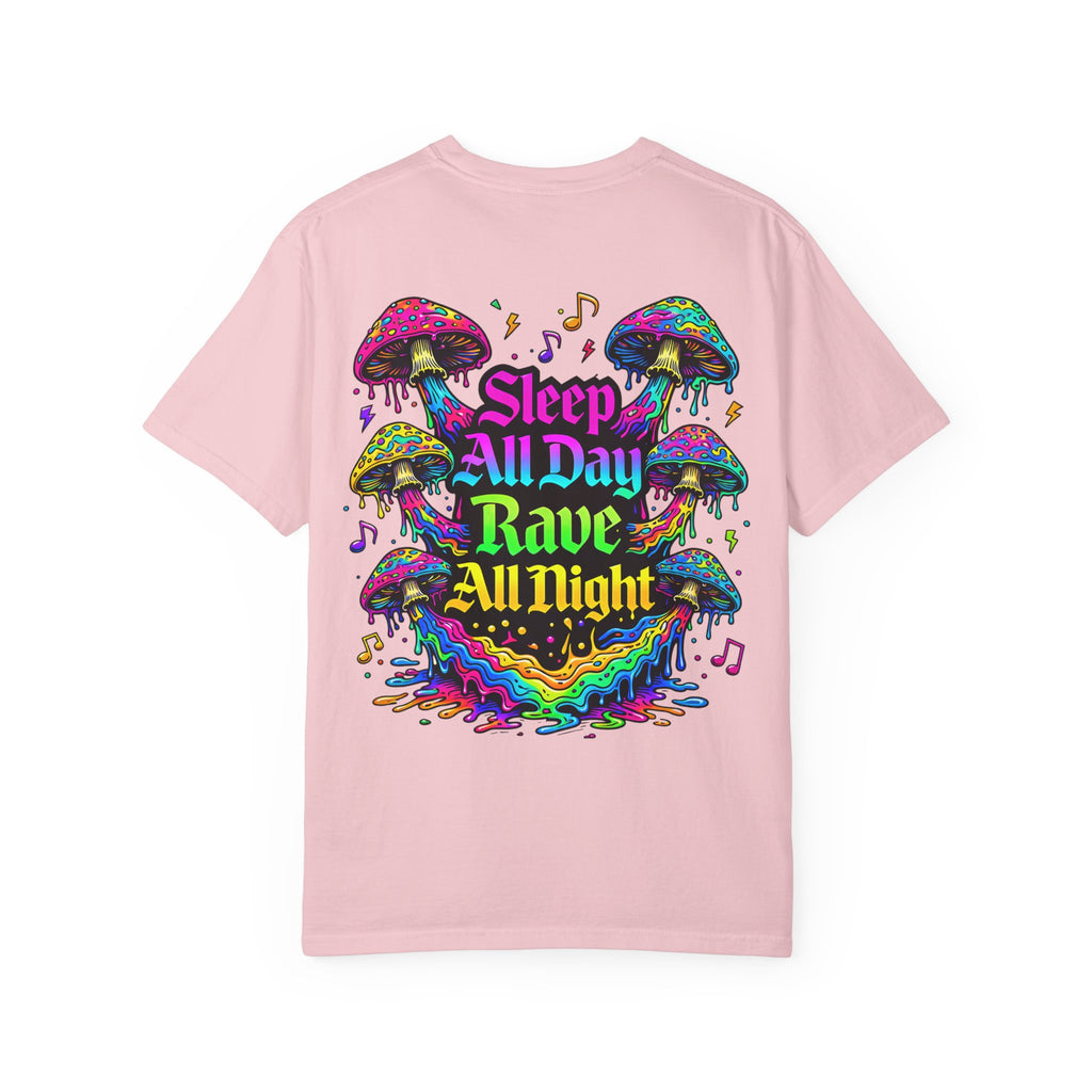 Rave Mushroom T-Shirt — “Mushroom Powered” Psychedelic Festival Tee - Midnight Eye, LLC