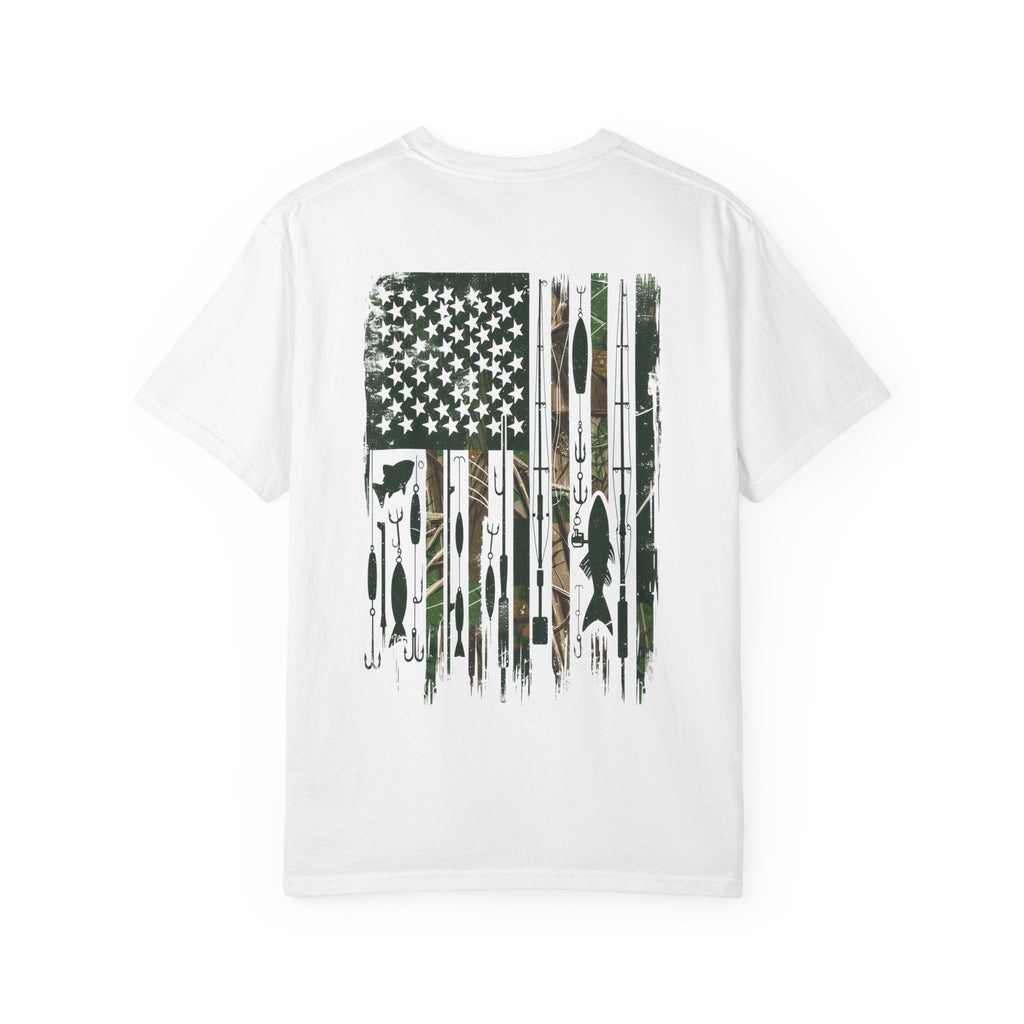 Fishing Flag T-Shirt — "Life is Better Fishing" Graphic Tee - Patriotic Tee - Father's Day T-Shirt - Midnight Eye, LLC