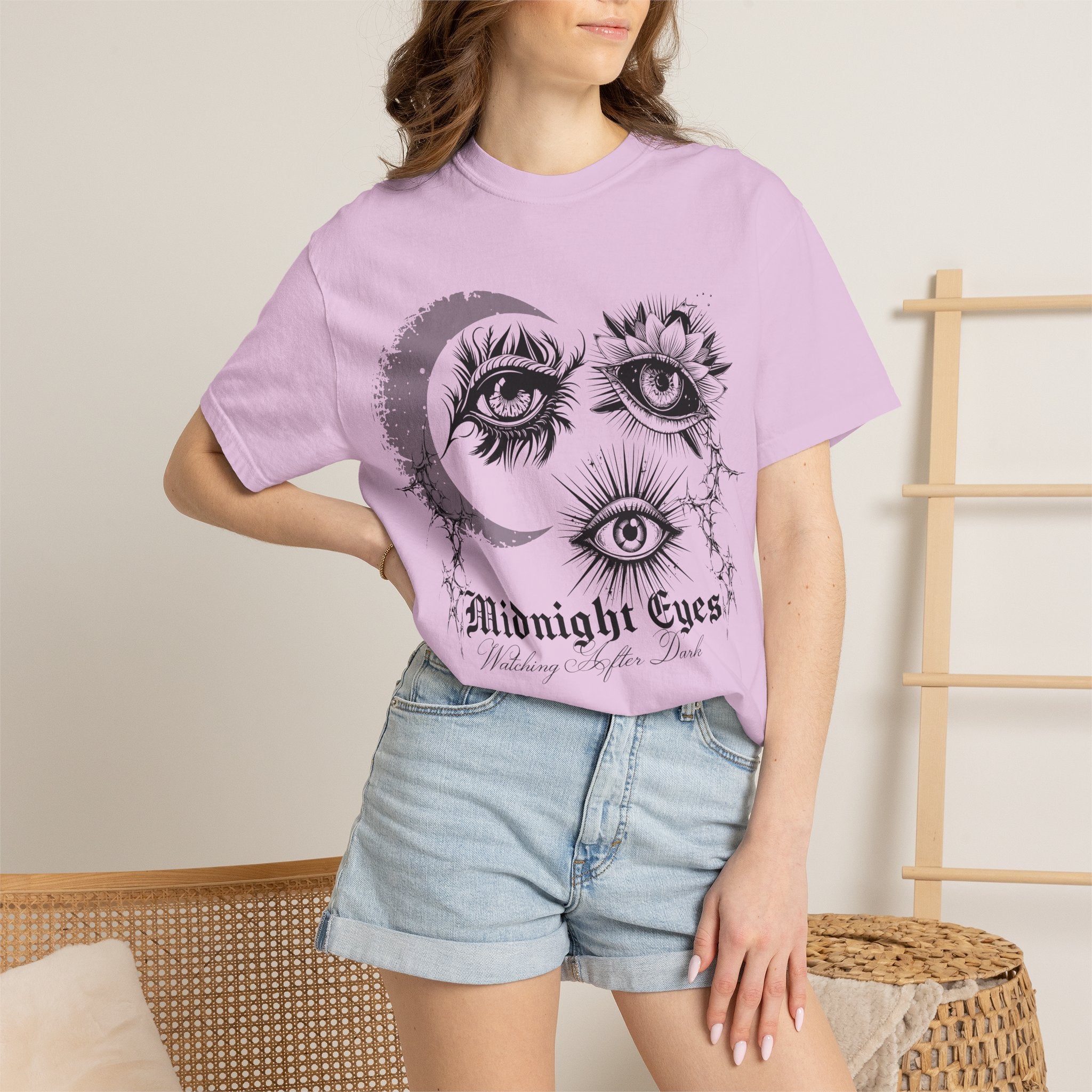 Midnight Eyes Graphic T-Shirt — Moon & Eye Gothic Vintage Tee