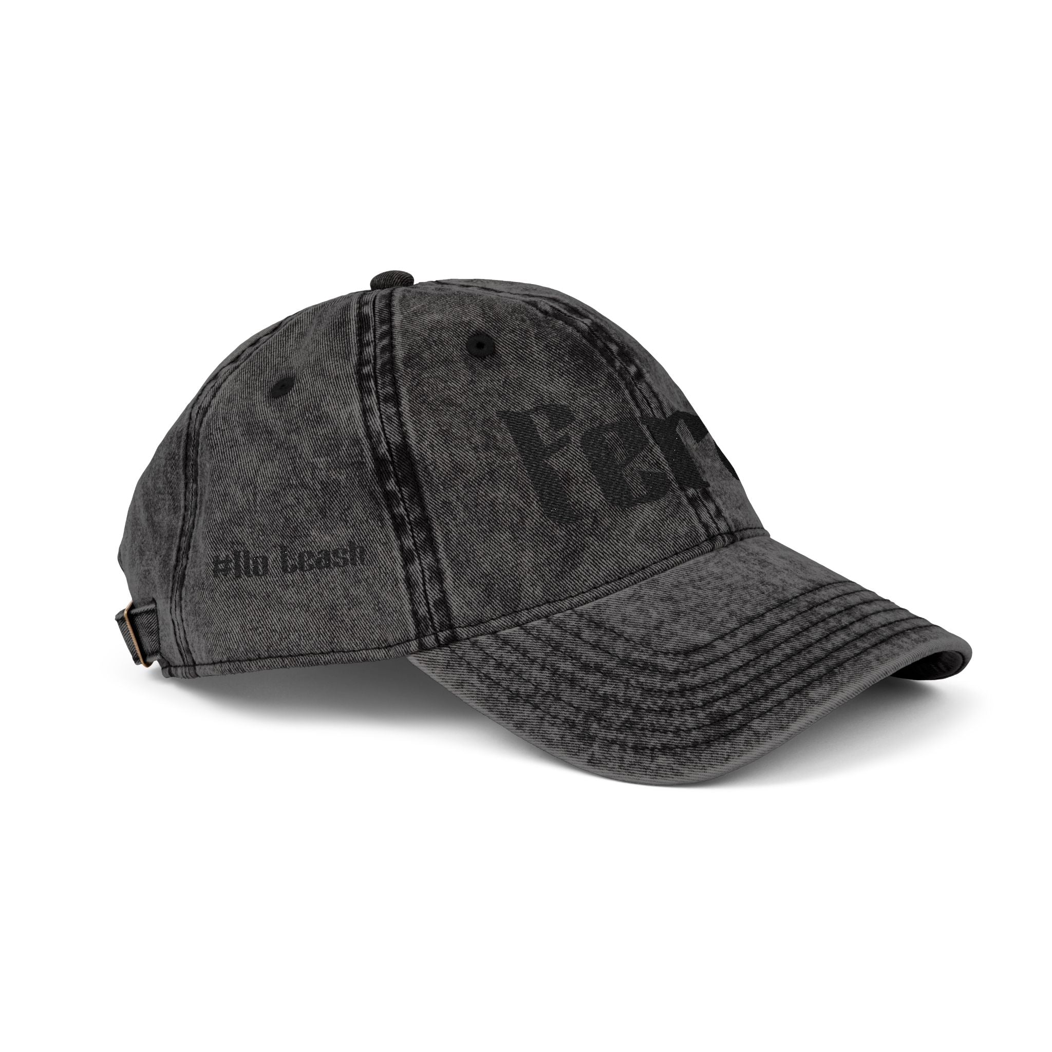 Vintage Embroidered Cap — Washed Black Distressed Dad Hat - Midnight Eye, LLC