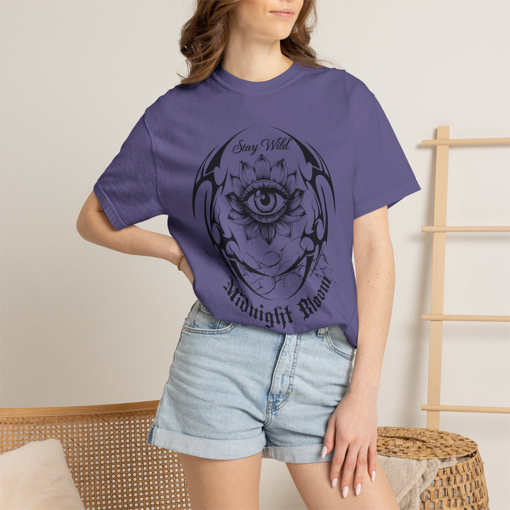 Lotus Eye Graphic T-Shirt — Cybergoth / Cyberpunk Floral Tee. Midnight Eye, LLC