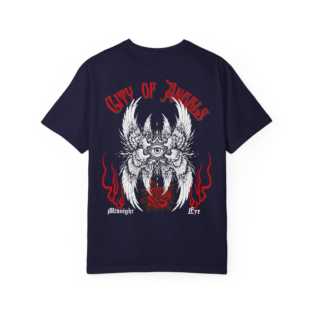 Winged-Eye Graphic Tee — Third Eye Rock Band Shirt - Streetwear Tee - Gothic Red Rose T-Shirt. Midnight Eye, LLC