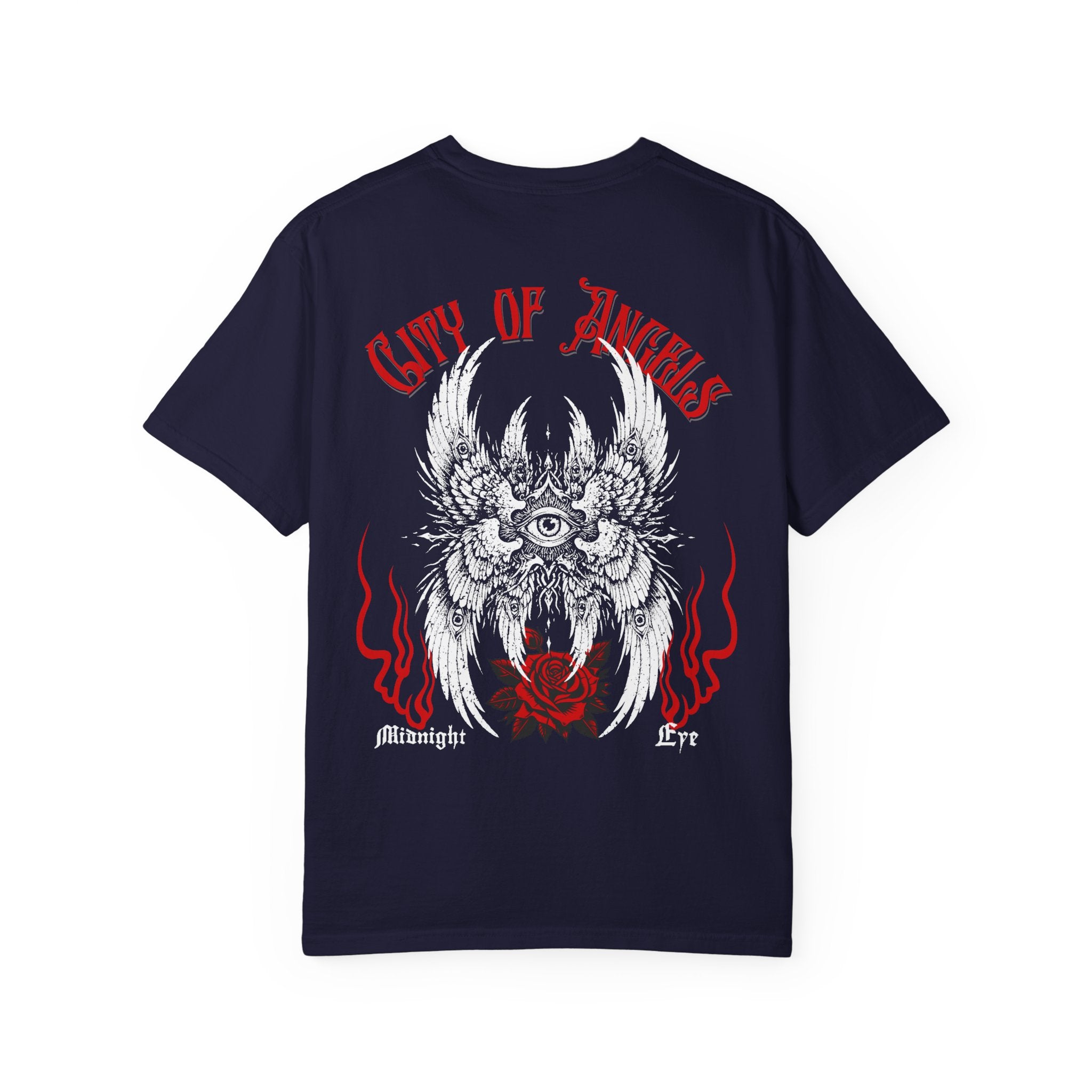 Winged-Eye Graphic Tee — Third Eye Rock Band Shirt - Streetwear Tee - Gothic Red Rose T-Shirt. Midnight Eye, LLC