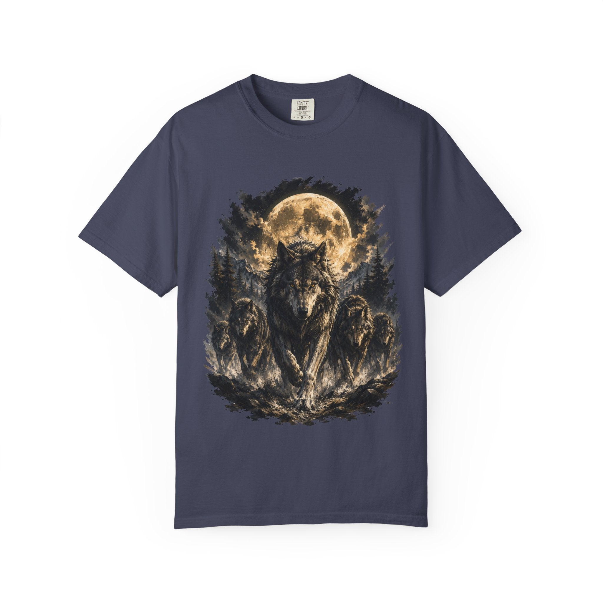 Wolf Pack Mystical Moon T-Shirt — Vintage Moonlit Forest Graphic Tee