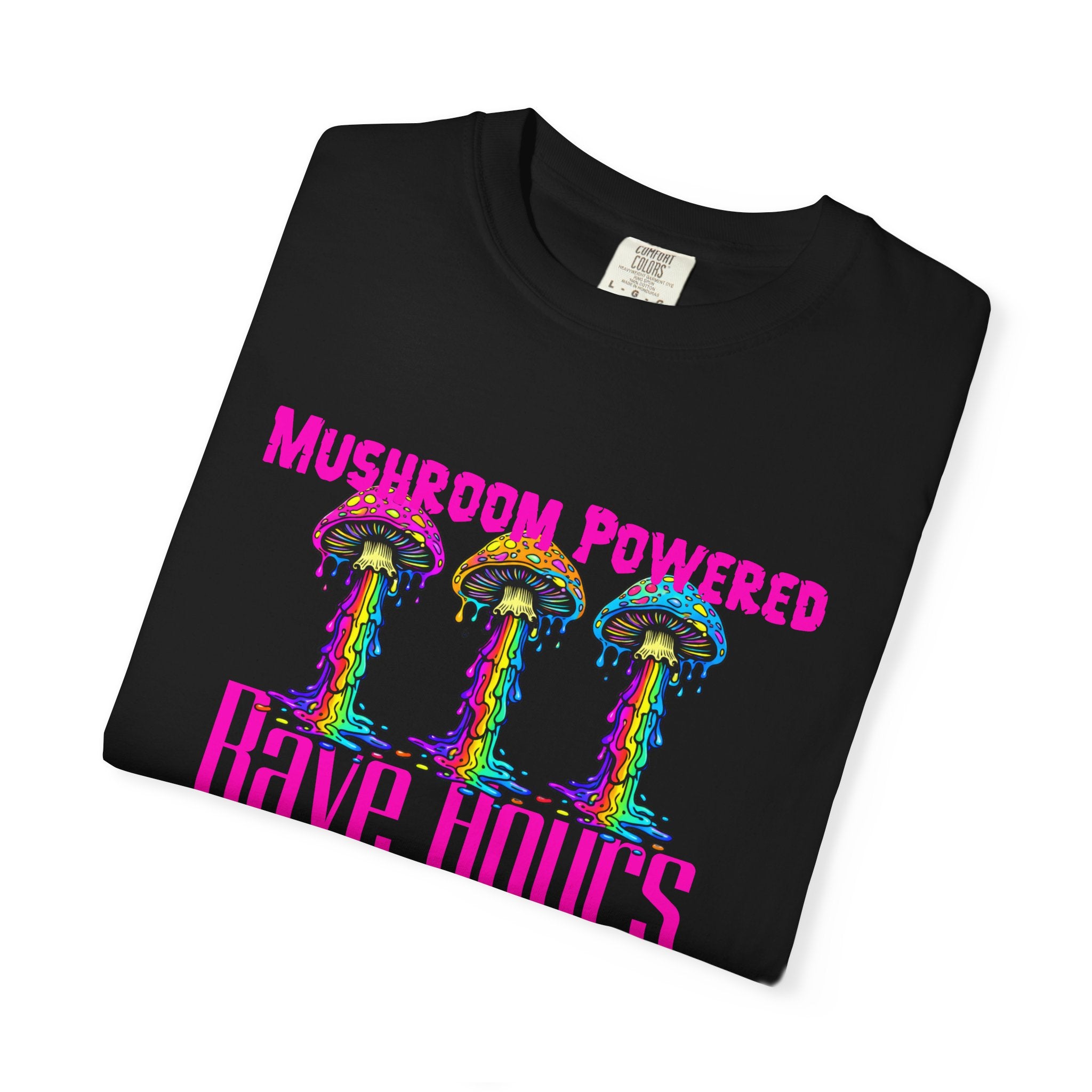 Rave Mushroom T-Shirt — “Mushroom Powered” Psychedelic Festival Tee - Midnight Eye, LLC