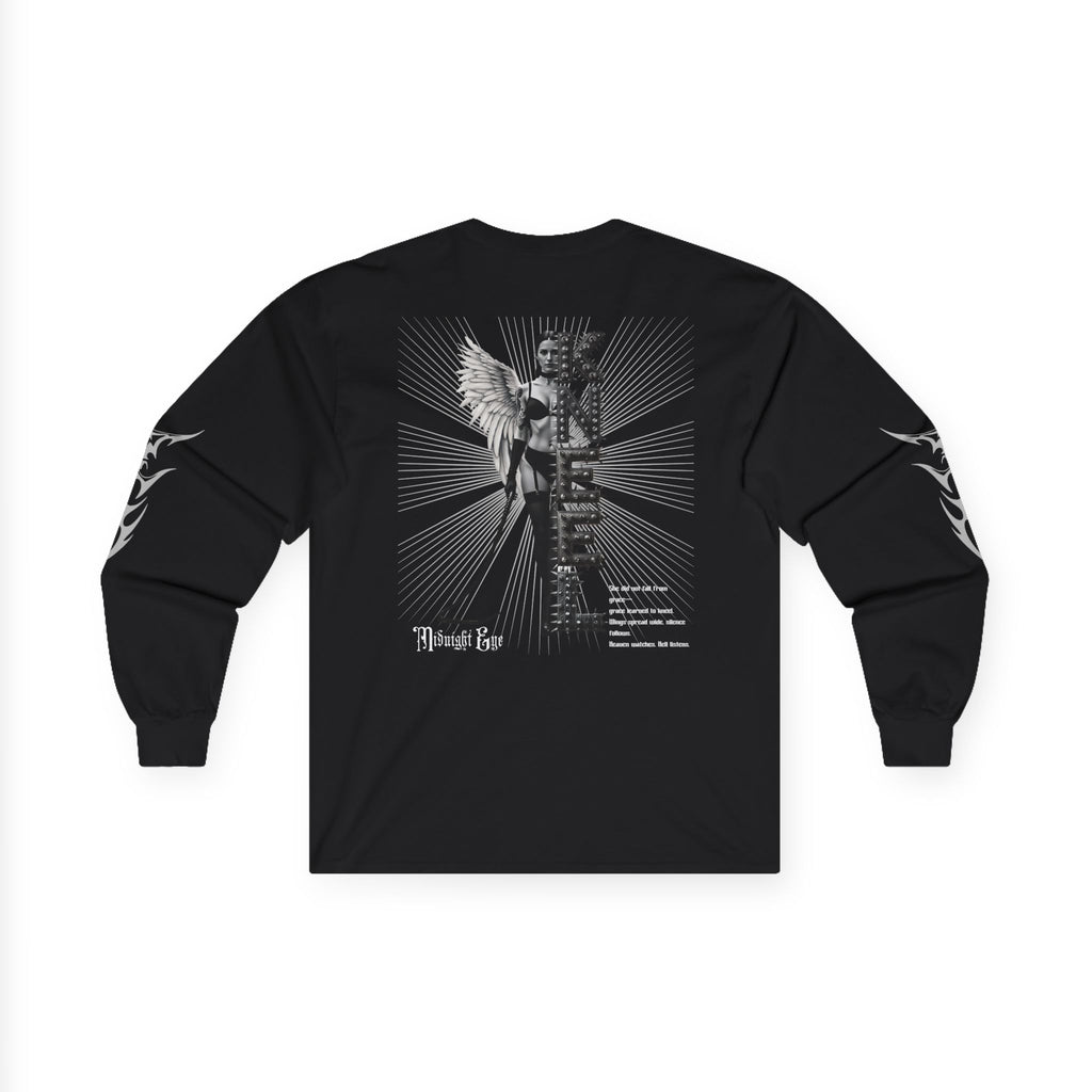 Long Sleeve Tee — 'Soft Is Not My Role' Gothic Angel Graphic - BDSM T-Shirt - Dark Angel Tee - Midnight Eye, LLC