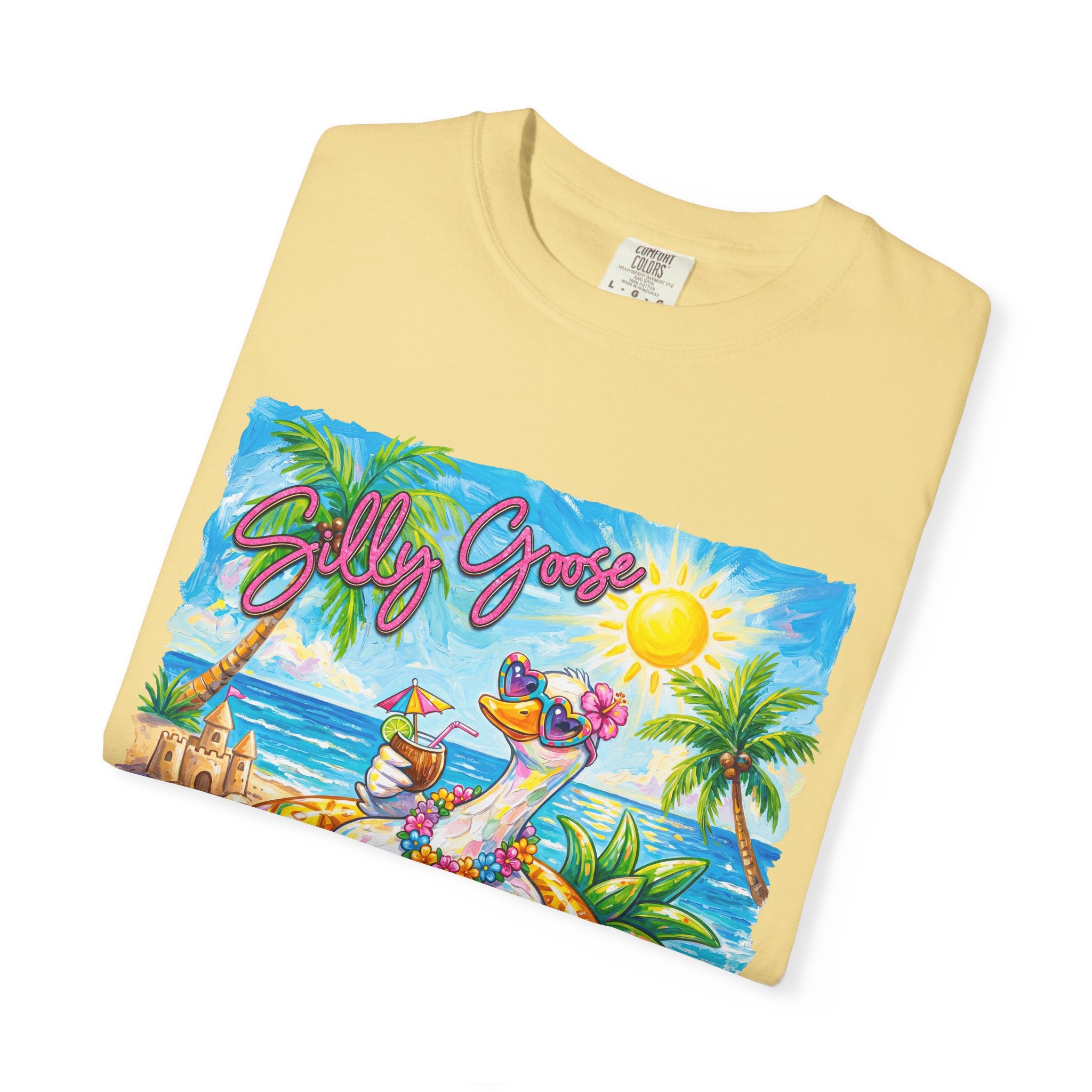 Silly Goose Summer T-Shirt - Colorful Summer Girl Tee - Beach Tee - Tropical T-Shirt, Midnight Eye, LLC
