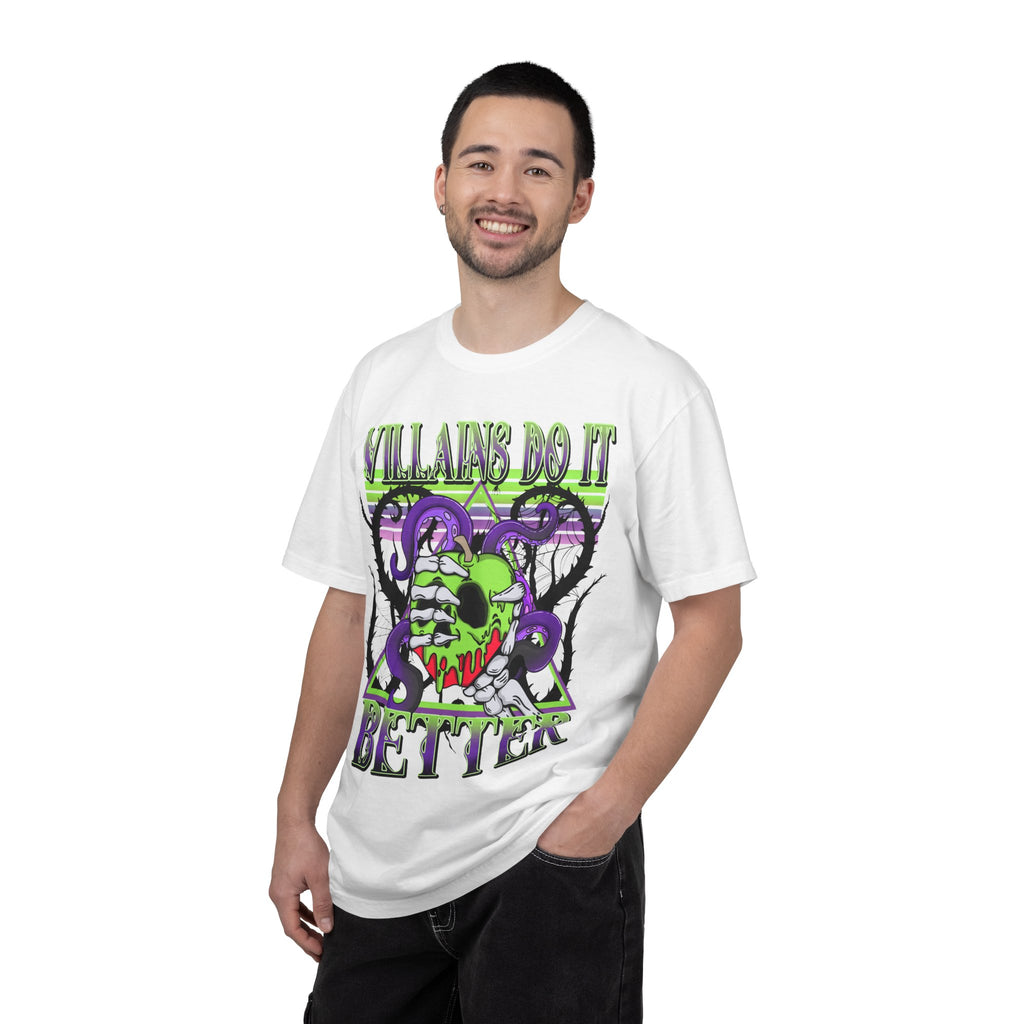 Villains Do It Better Graphic T-Shirt — Neon Monster Skull Tee. Midnight Eye, LLC