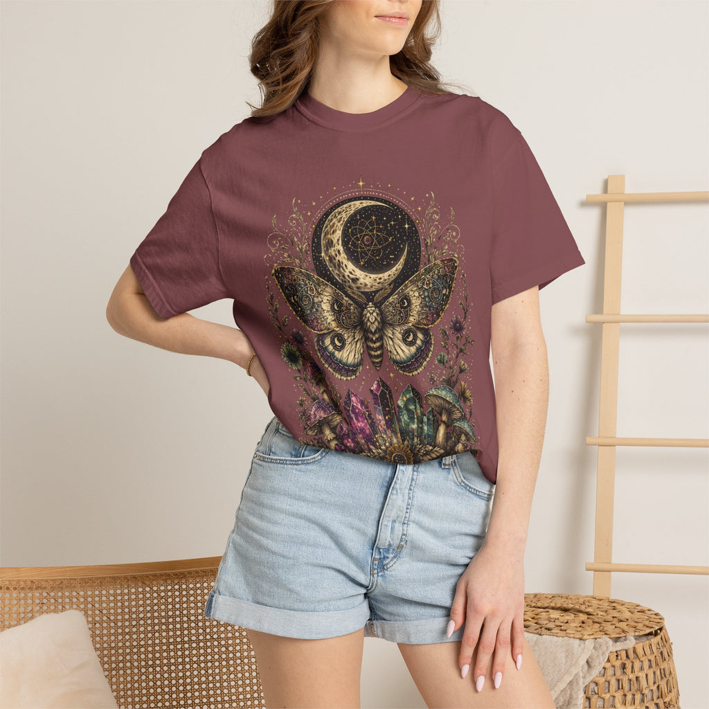 Mystic Moon Moth T-Shirt — Celestial Moth & Crescent Moon Graphic Tee