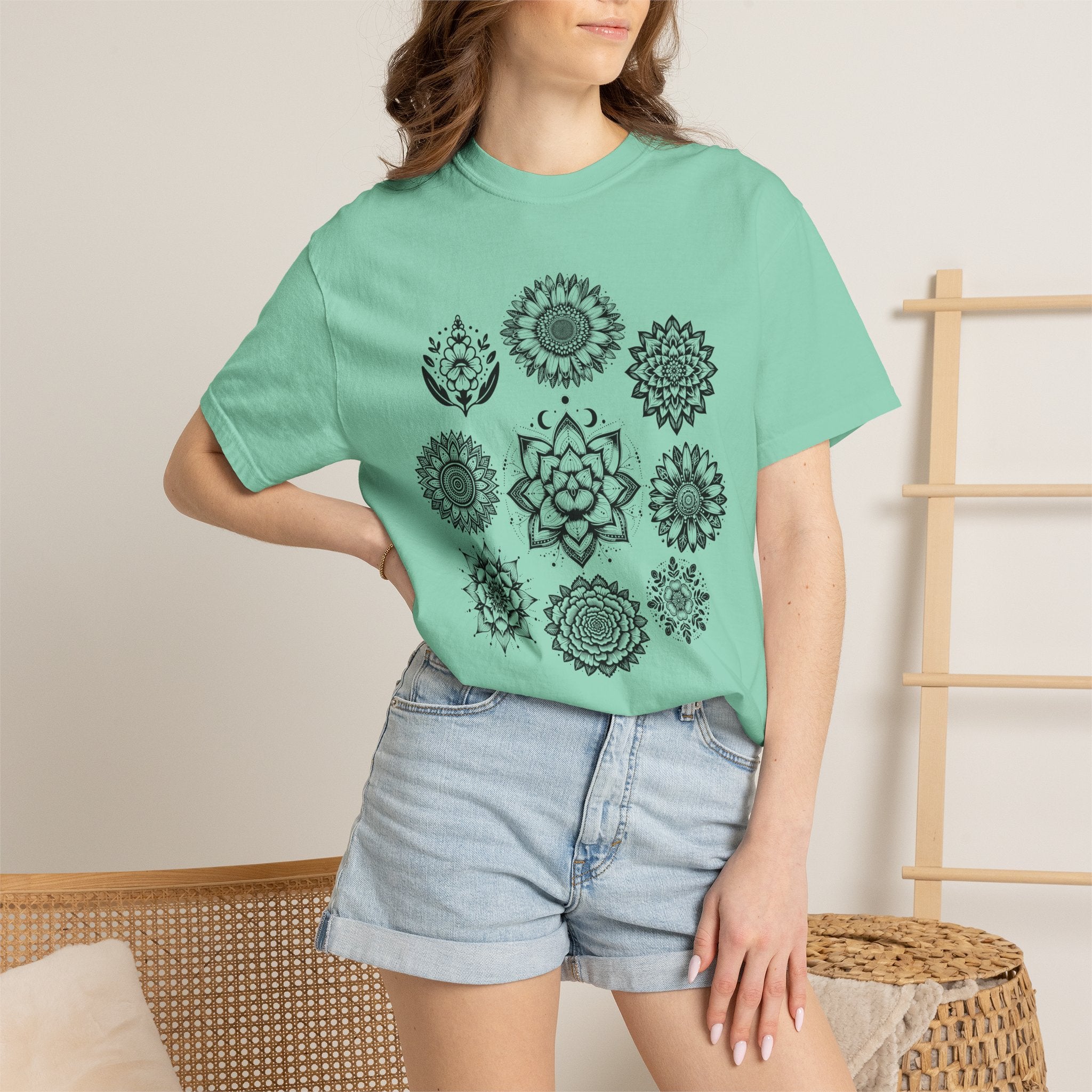 Boho Flower Collage T-Shit - Floral Graphic Tee
