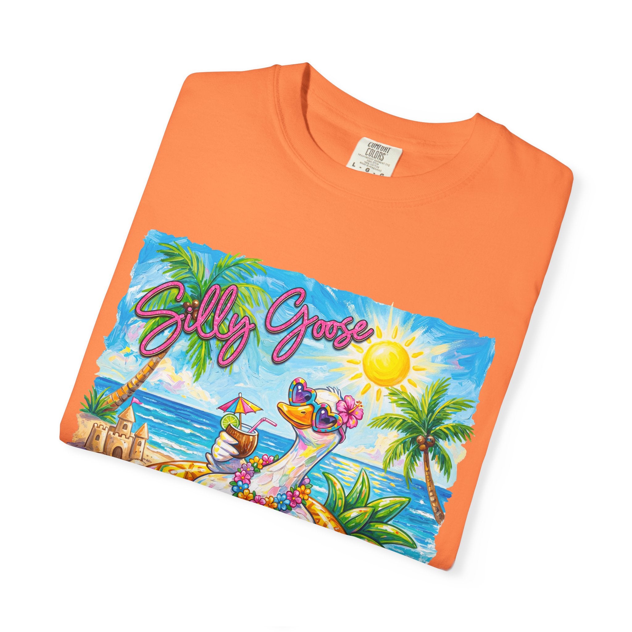 Silly Goose Summer T-Shirt - Colorful Summer Girl Tee - Beach Tee - Tropical T-Shirt