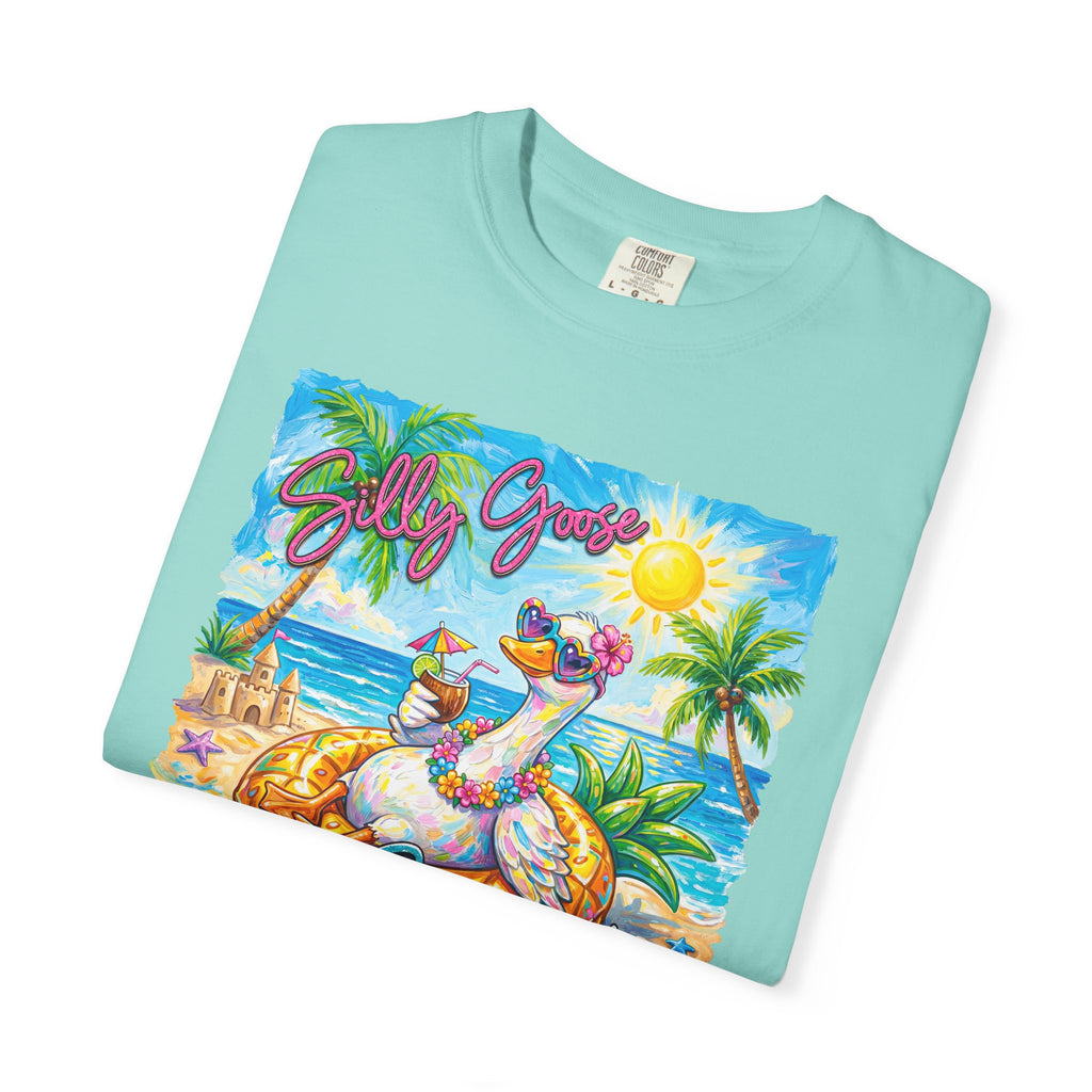 Silly Goose Summer T-Shirt - Colorful Summer Girl Tee - Beach Tee - Tropical T-Shirt - Midnight Eye, LLC