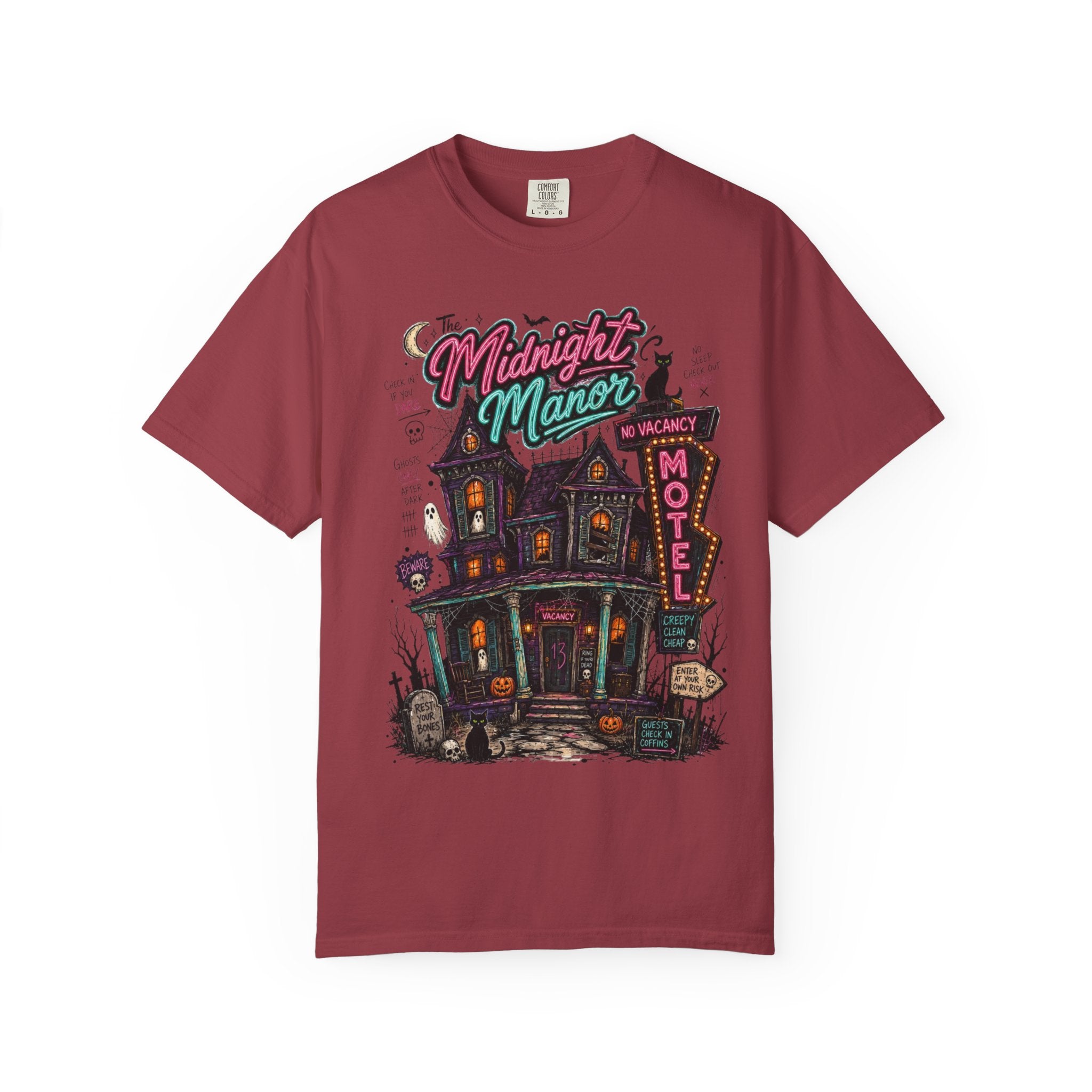 Midnight Manor Motel T-Shirt — Haunted House Horror Tee. Midnight Eye, LLC