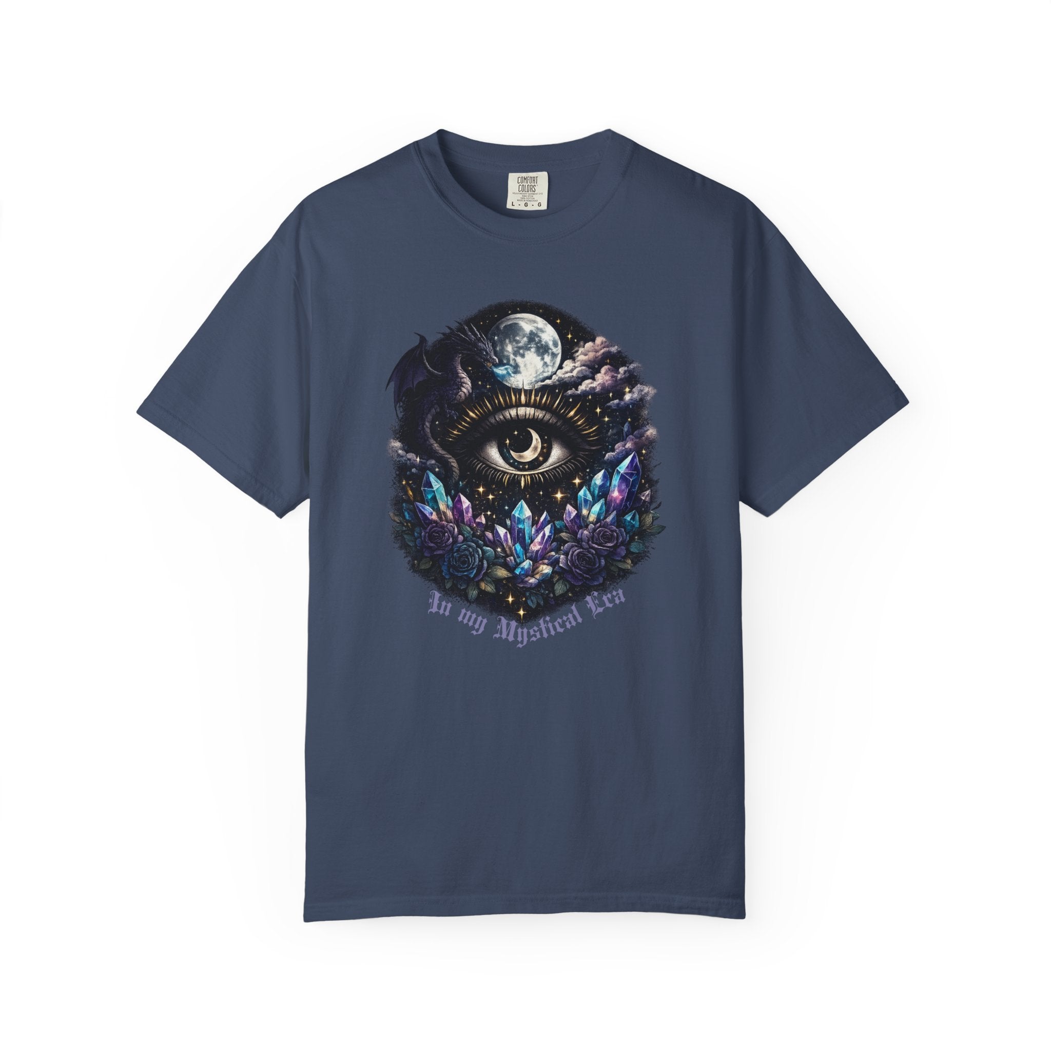 Mystic Third Eye T-shirt — Celestial Moon, Crystals & Dragon Eye Graphic Tee - Dark Aesthetic Tee - Midnight Eye, LLC
