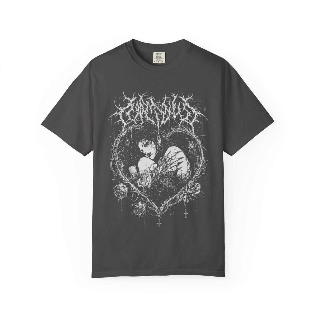 Goth Metal Vampire and Thorn Heart Graphic T‑Shirt  - Alternative Tee