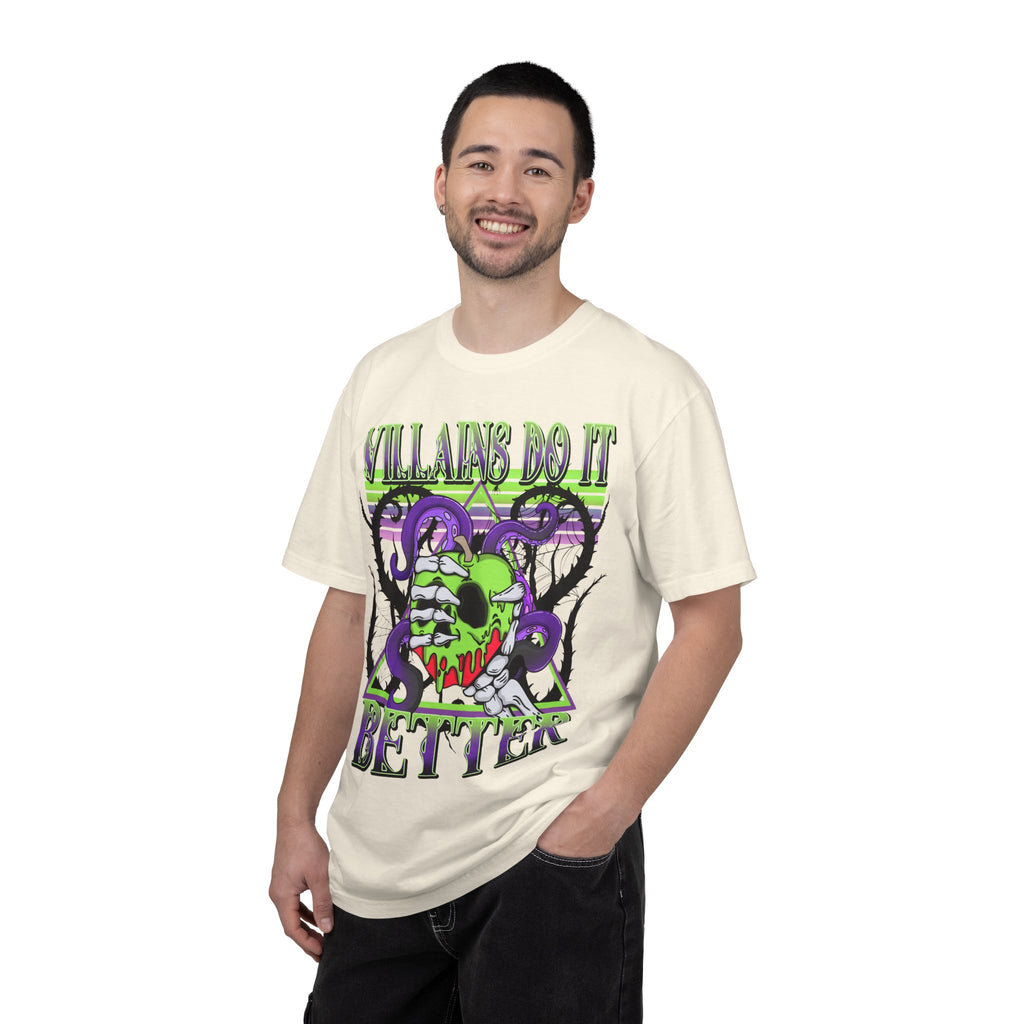 Villains Do It Better Graphic T-Shirt — Neon Monster Skull Tee. Midnight Eye, LLC
