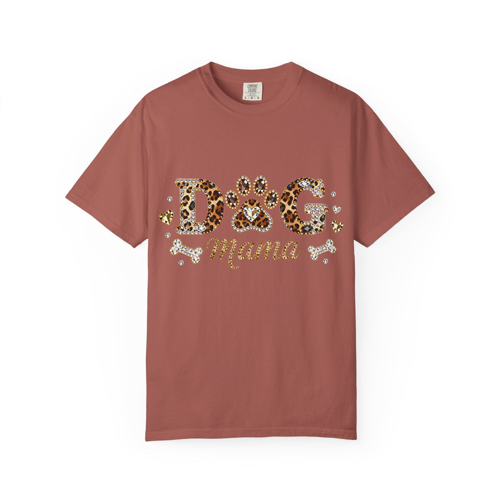 Faux Diamond Print Dog Mama Leopard Paw T-Shirt — Vintage Dog Mom Tee. Midnight Eye, LLC. 
