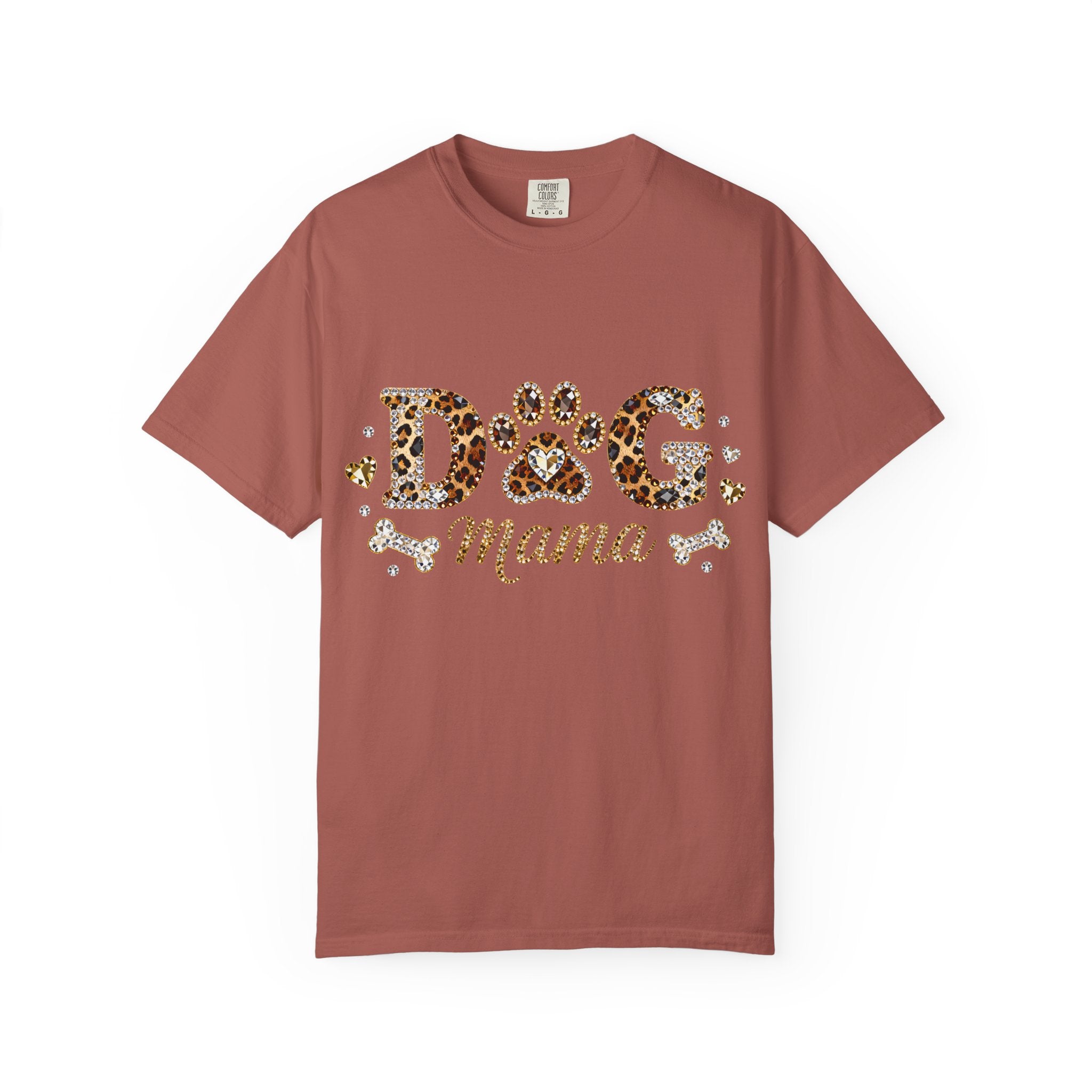 Faux Diamond Print Dog Mama Leopard Paw T-Shirt — Vintage Dog Mom Tee. Midnight Eye, LLC. 