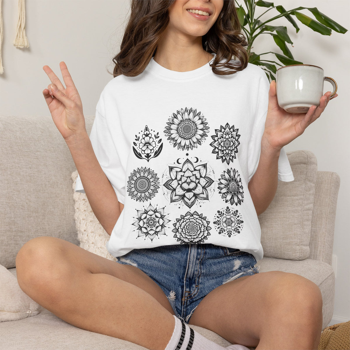 Boho Flower Collage T-Shirt - Floral Graphic Tee