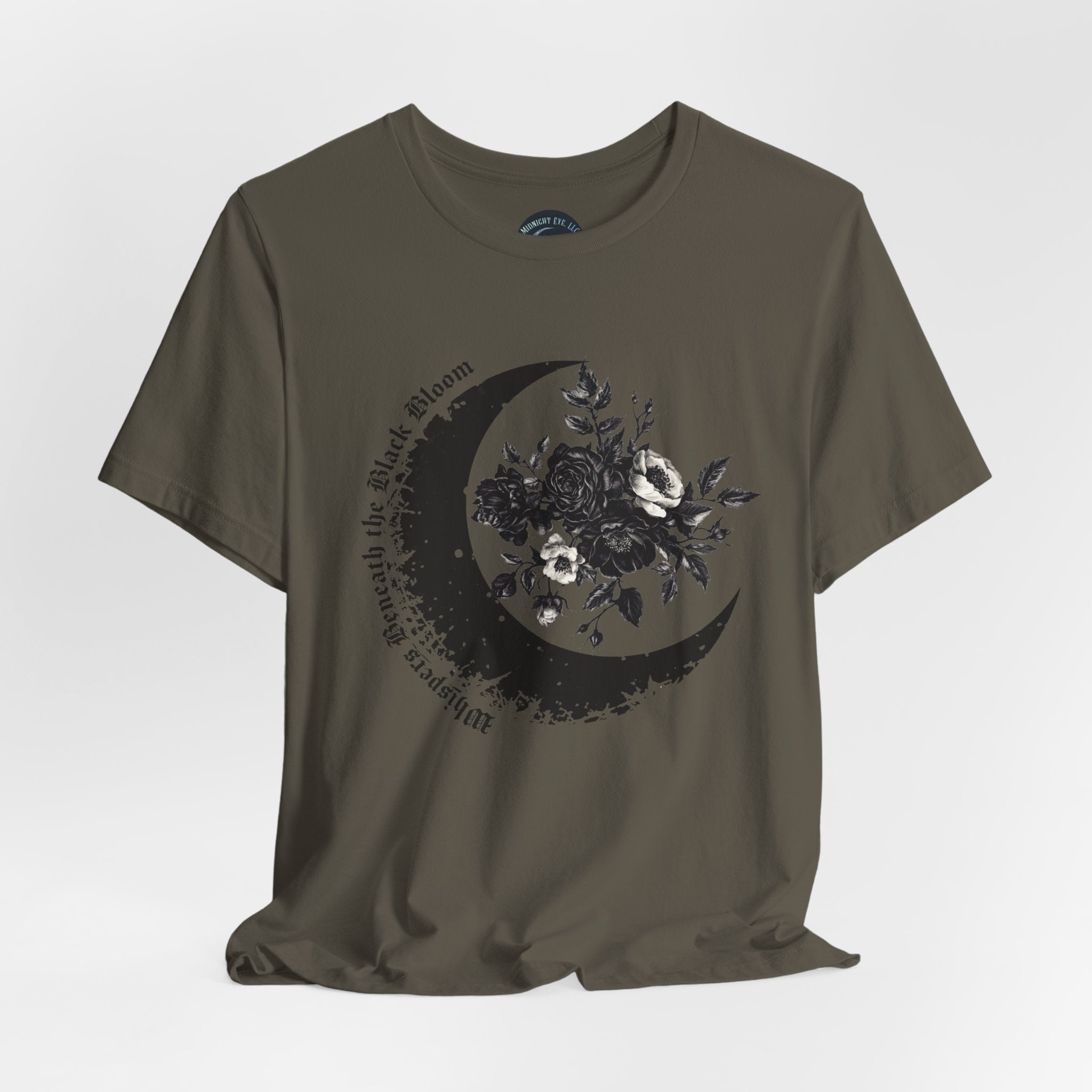 Floral Tee — Crescent Moon Design - Gothic Moon Tee - Dark Aesthetic - Midnight Eye, LLC