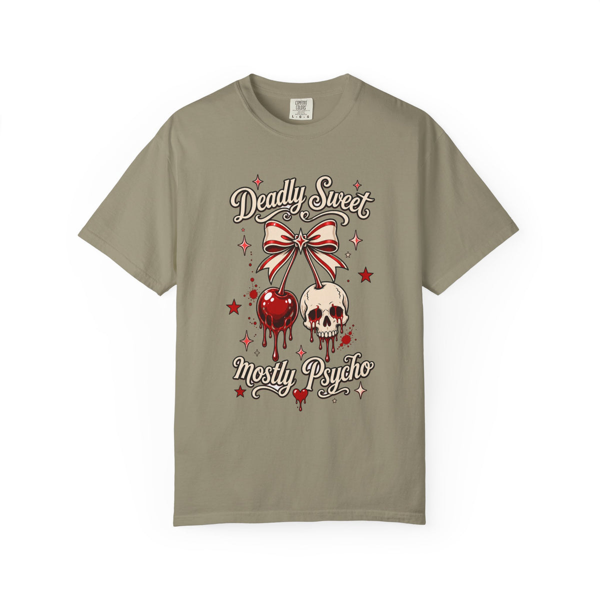 Deadly Sweet Mostly Psycho Graphic T-Shirt - Retro Tee. Midnight Eye, LLC