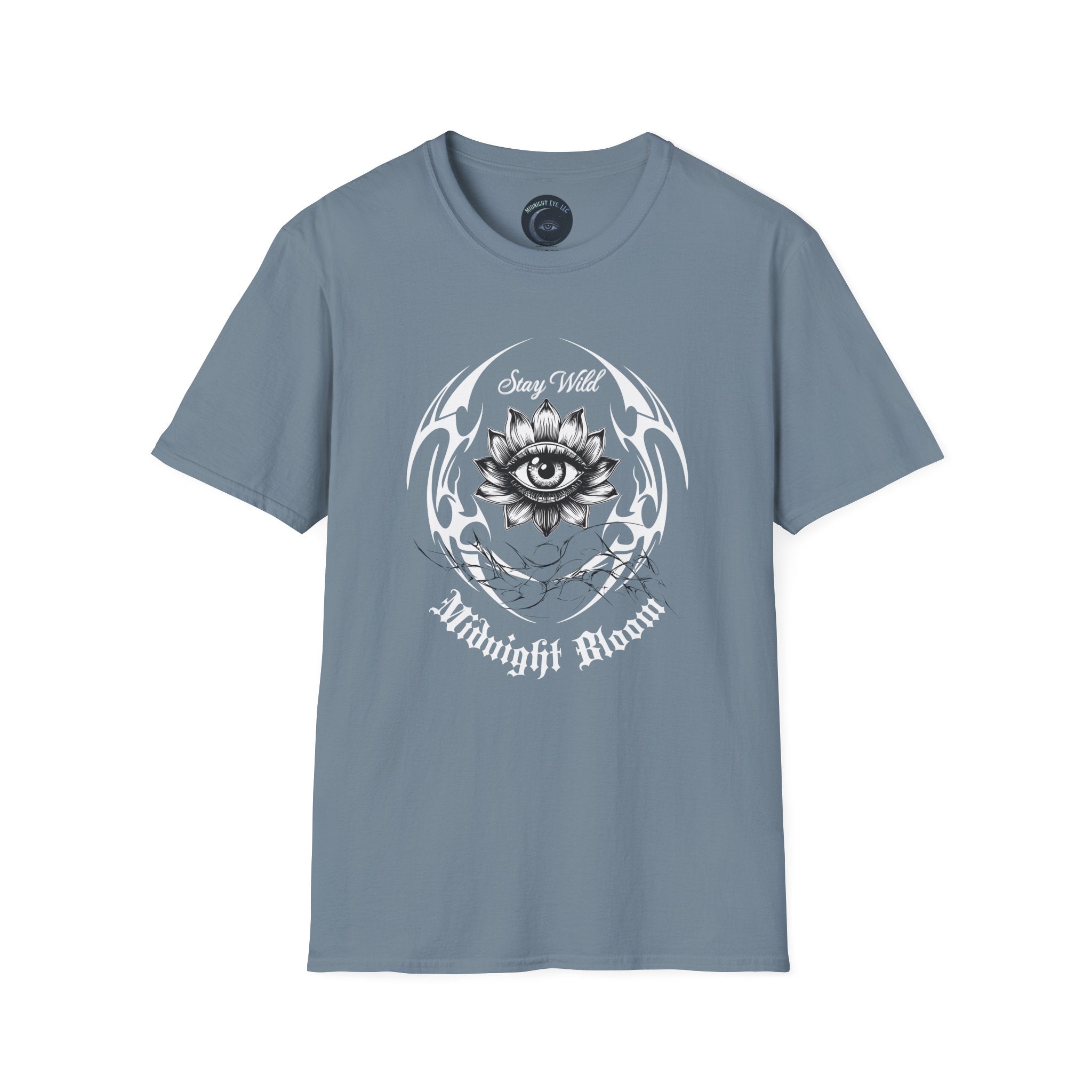 Stay Wild Midnight Moon T-Shirt — Mystical Lotus Eye Graphic Tee - Goth Tee - Dark Aesthetic T-Shirt - Midnight Eye, LLC