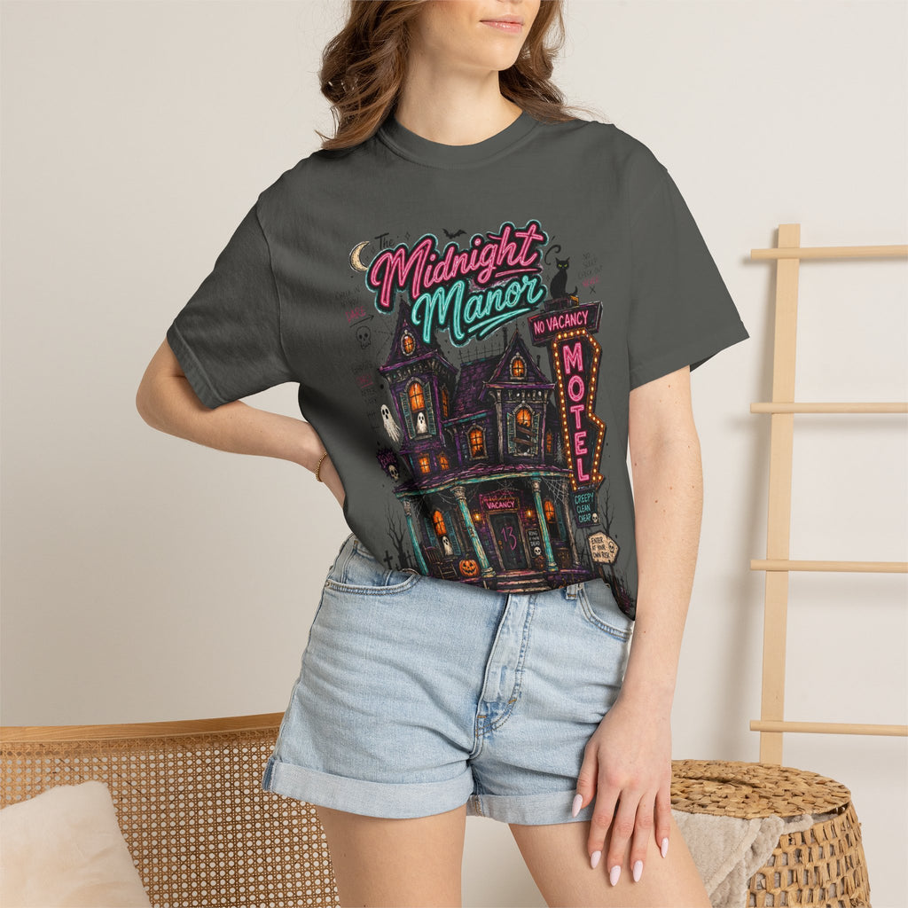 Midnight Manor Motel T-Shirt — Haunted House Horror Tee. Midnight Eye, LLC