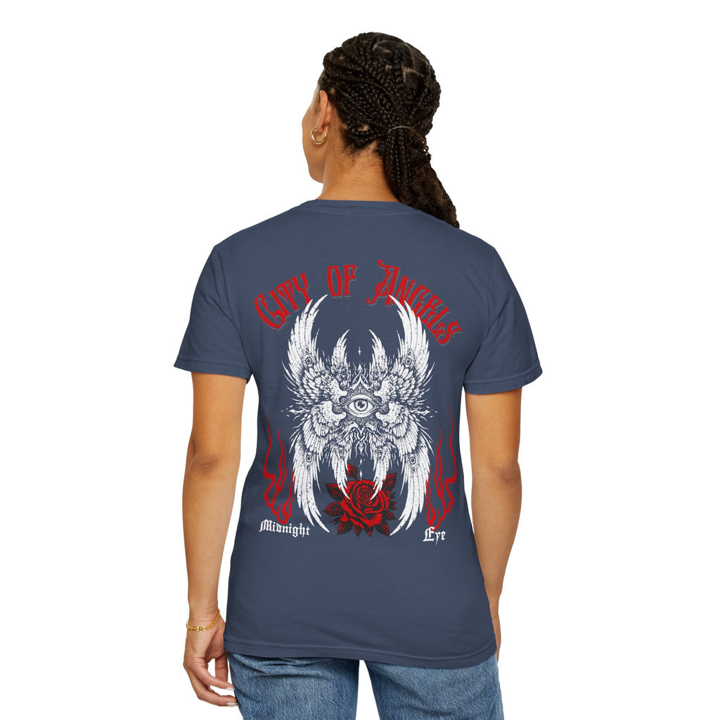 Winged-Eye Graphic Tee — Third Eye Rock Band Shirt - Streetwear Tee - Gothic Red Rose T-Shirt. Midnight Eye, LLC