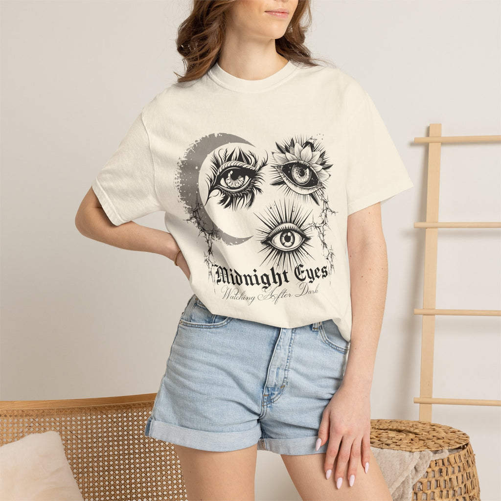 Midnight Eyes Graphic T-Shirt — Moon, Sun & Mystic Eye Illustration