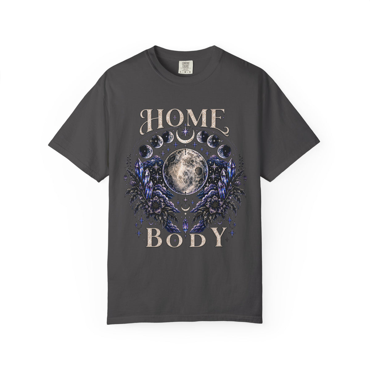 Moon Phases T-Shirt — “Home Body” Lunar Graphic Tee. Midnight Eye, LLC