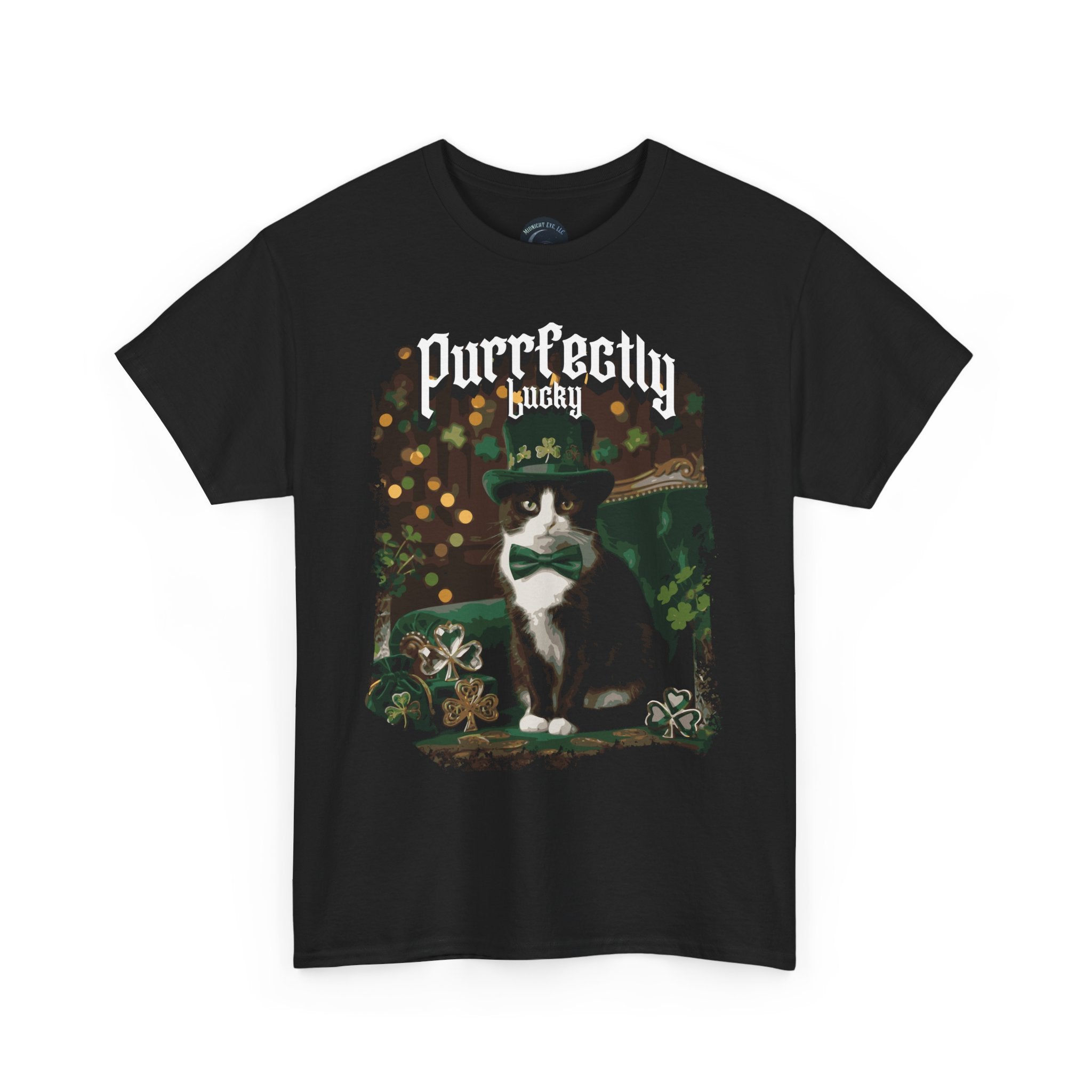 Tuxedo Cat T-Shirt - Cute Cats St. Patricks Theme Tee - Cat Lovers Tee - Midnight Eye, LLC
