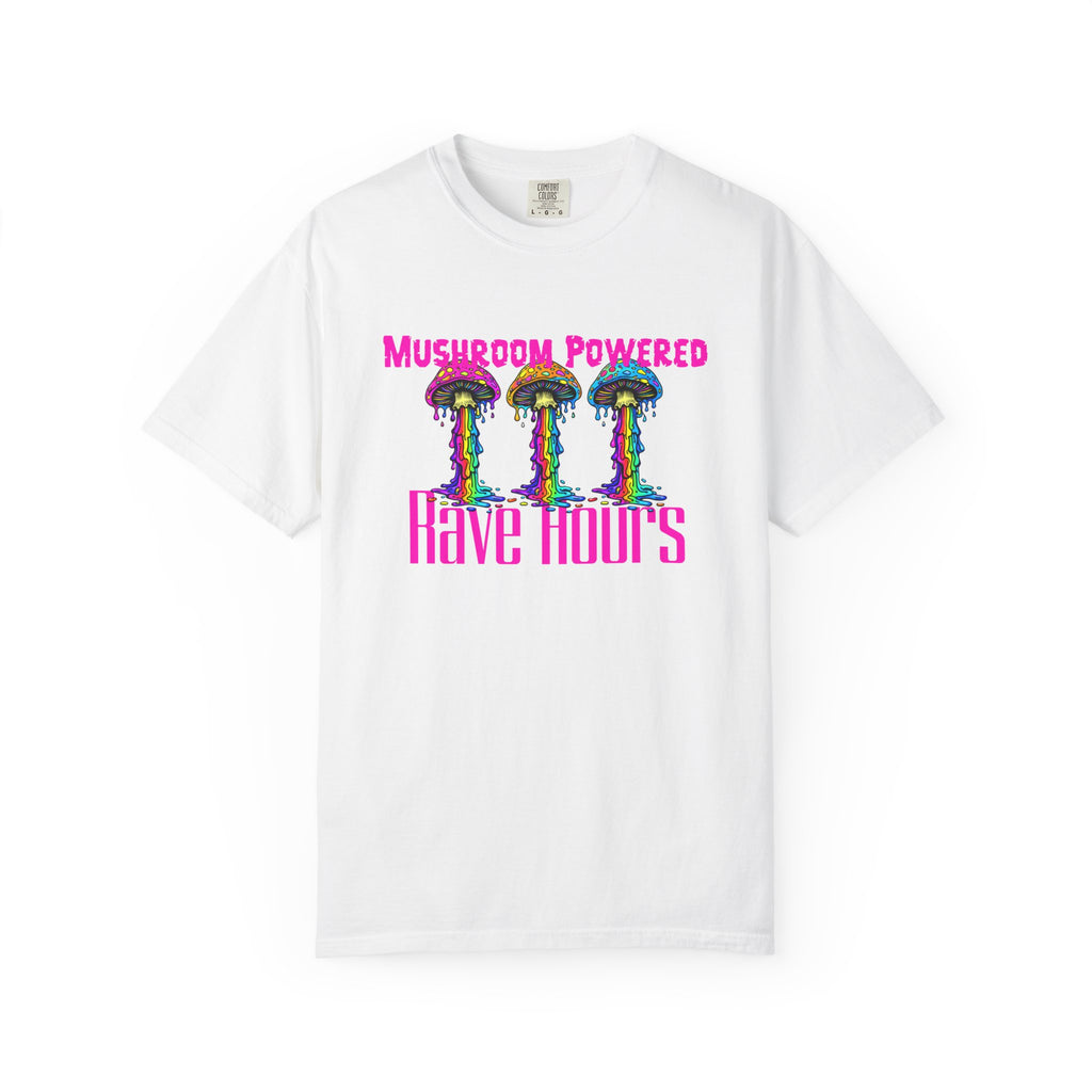 Rave Mushroom T-Shirt — “Mushroom Powered” Psychedelic Festival Tee - Midnight Eye, LLC