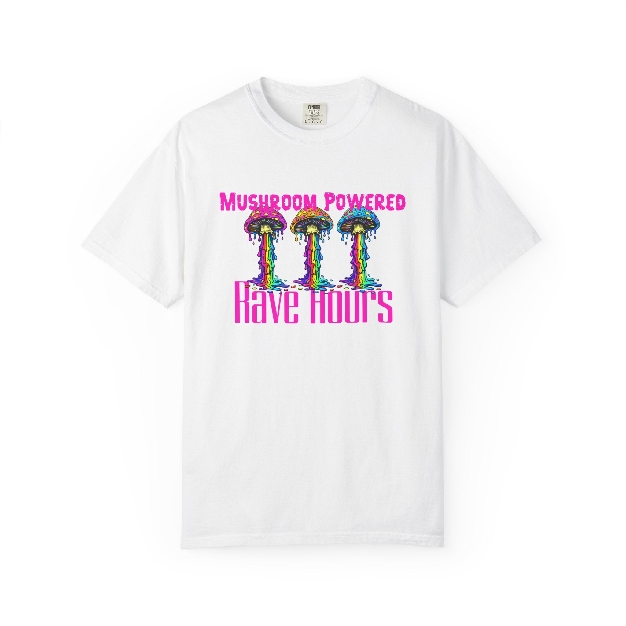 Rave Mushroom T-Shirt — “Mushroom Powered” Psychedelic Festival Tee - Midnight Eye, LLC