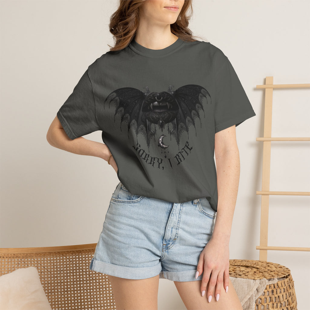Gothic Bat Wings T‑Shirt — Dark Vampire Black Lips Graphic Tee
