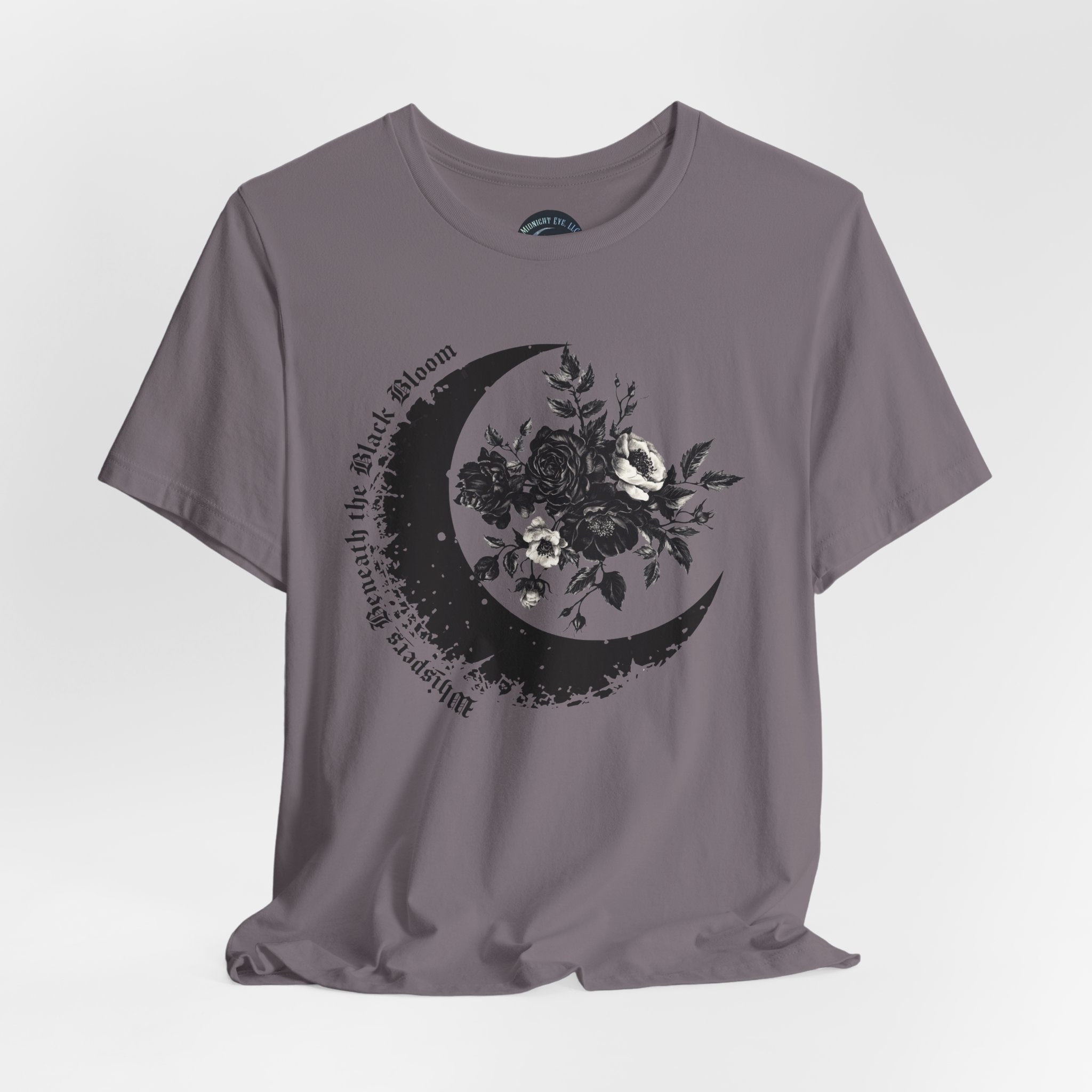 Moon Floral Tee — Crescent Moon Design - Gothic T-Shirt. Midnight Eye, LLC