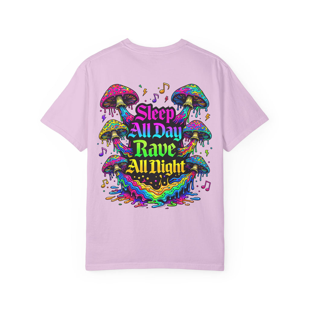 Rave Mushroom T-Shirt — “Mushroom Powered” Psychedelic Festival Tee - Midnight Eye, LLC