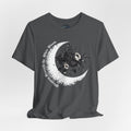 Moonflower Moon Tee — Floral Crescent Moon Graphic T-Shirt - Gothic Moon & Flowers Tee