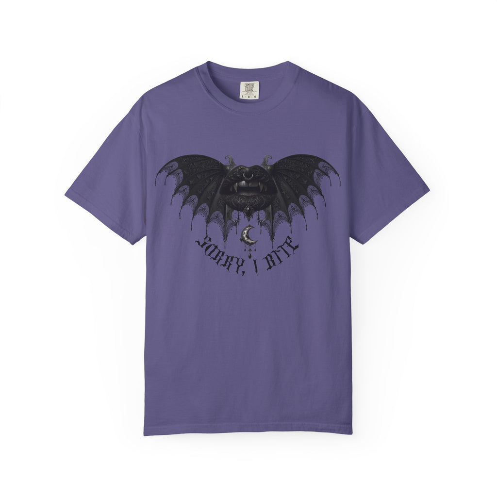 Gothic Bat Wings T‑Shirt — Dark Vampire Black Lips Graphic Tee