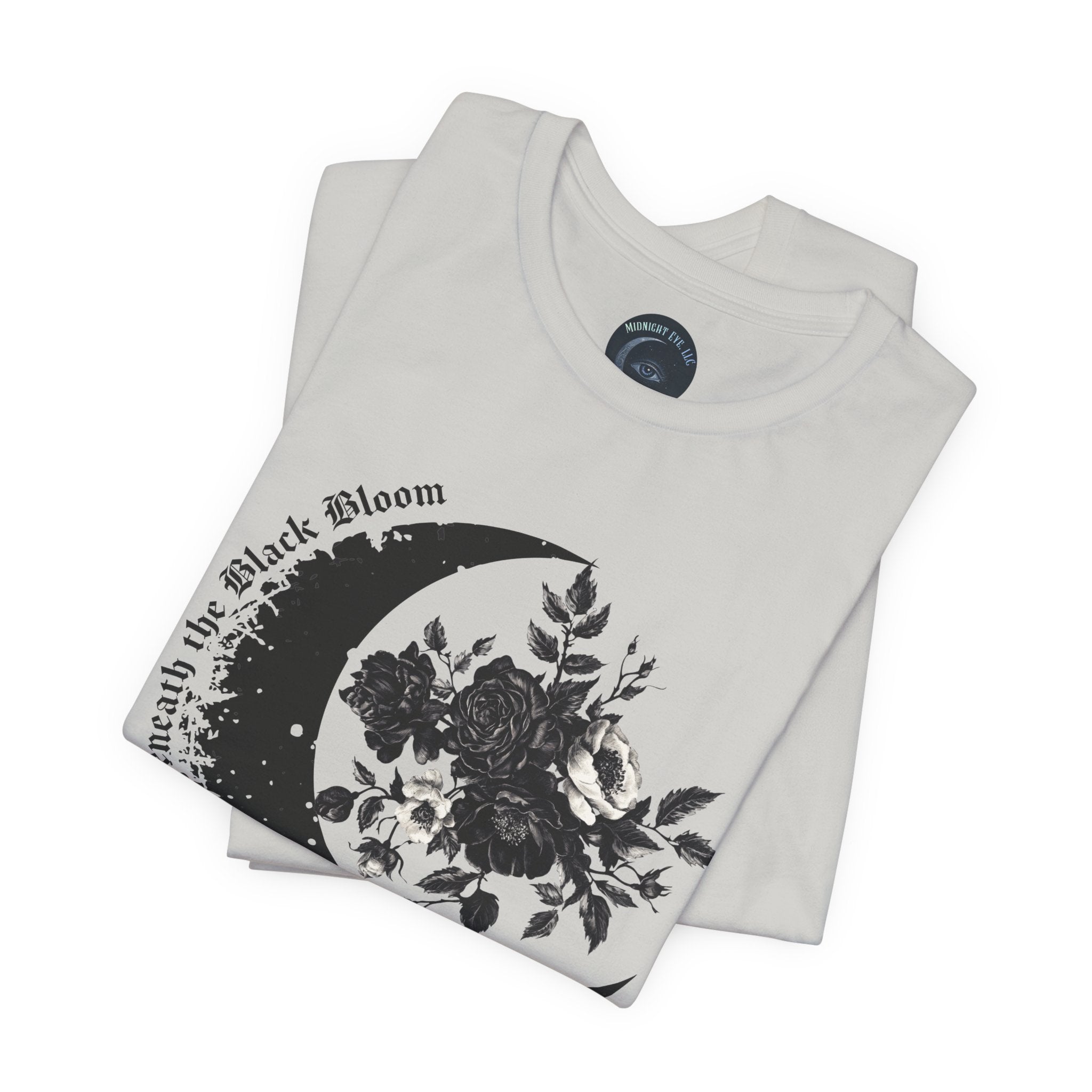 Floral Tee — Crescent Moon Design - Gothic Moon Tee - Dark Aesthetic - Midnight Eye, LLC