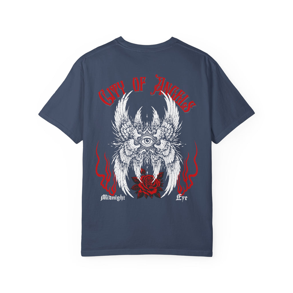 Winged-Eye Graphic Tee — Third Eye Rock Band Shirt - Streetwear Tee - Gothic Red Rose T-Shirt. Midnight Eye, LLC