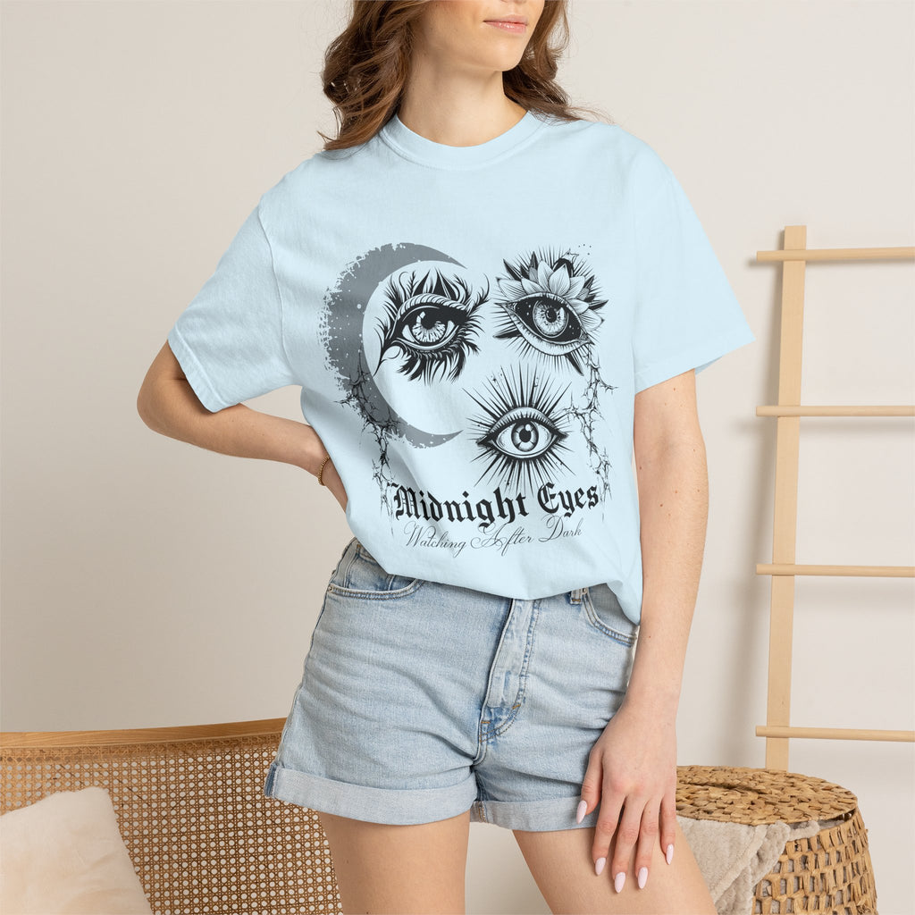 Midnight Eyes Graphic T-Shirt — Moon, Sun & Mystic Eye Illustration