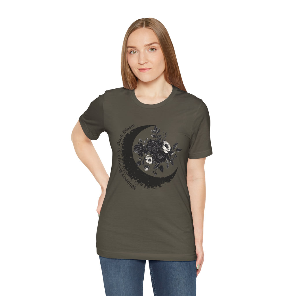 Floral Tee — Crescent Moon Design - Gothic Moon Tee - Dark Aesthetic - Midnight Eye, LLC