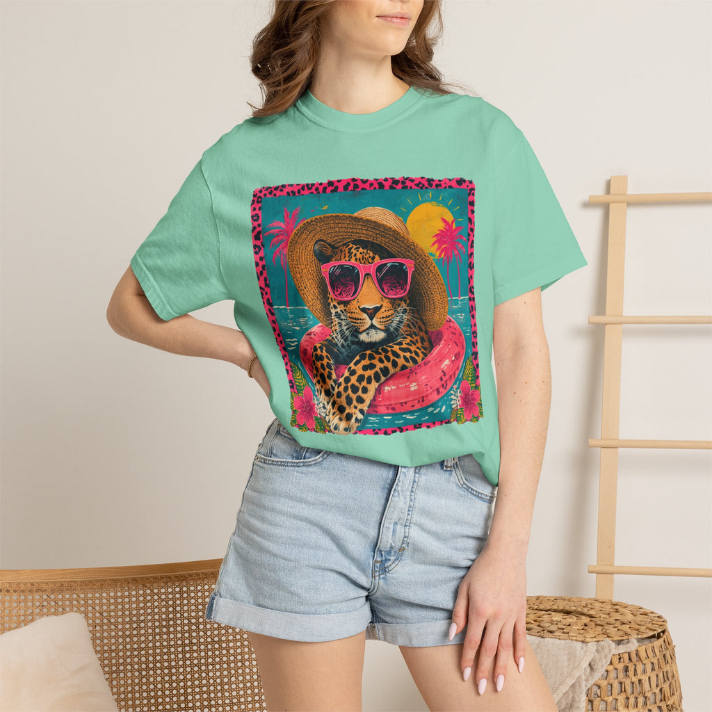 T-Shirt — Tropical Leopard in Sunglasses Summer Graphic - Sassy Vacation T-Shirt