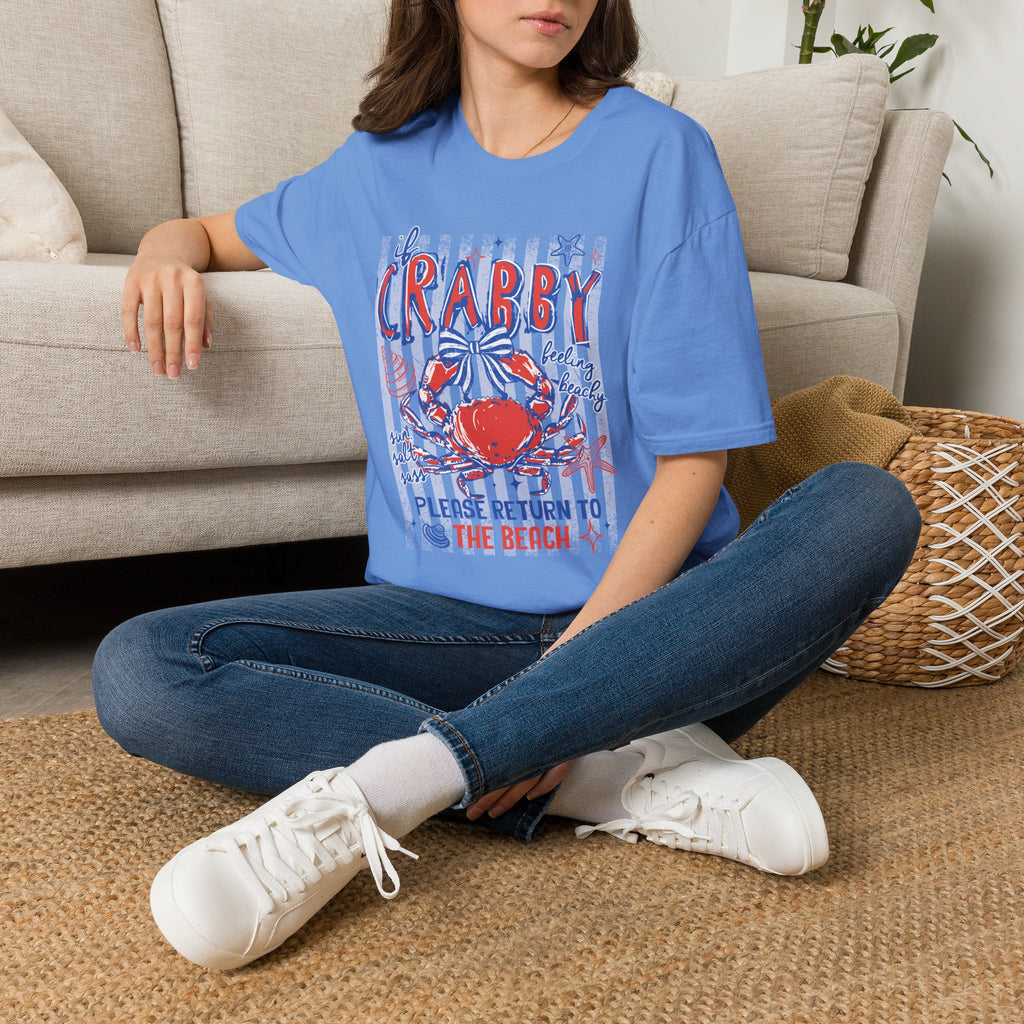 Crabby Beach T-Shirt — "If Crabby, Please Return to the Beach" Funny Summer Tee. Midnight Eye, LLC