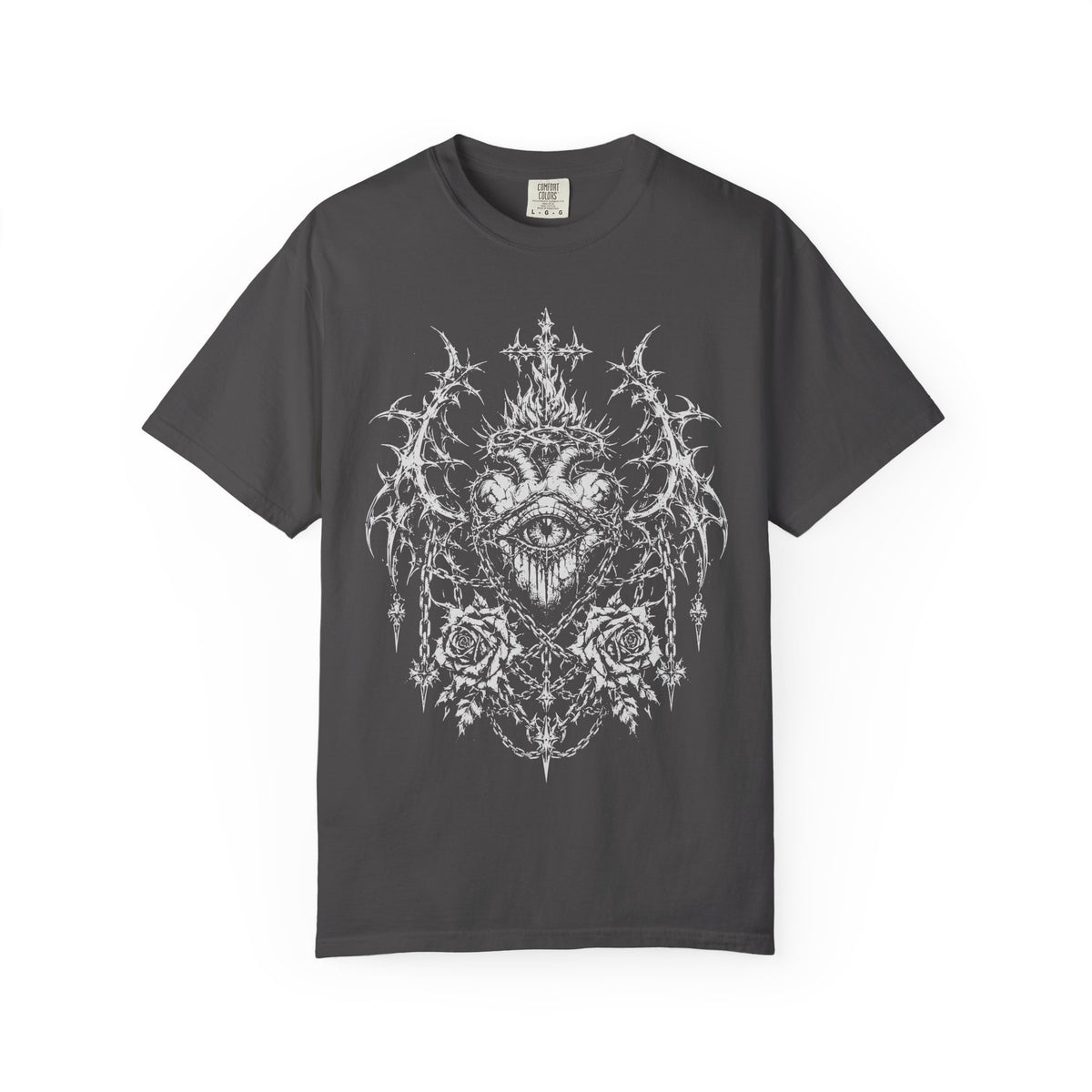 Mystic All-Seeing Eye Tee - Half Tone Eye and Roses Metal & Alternative Graphic T-Shirt