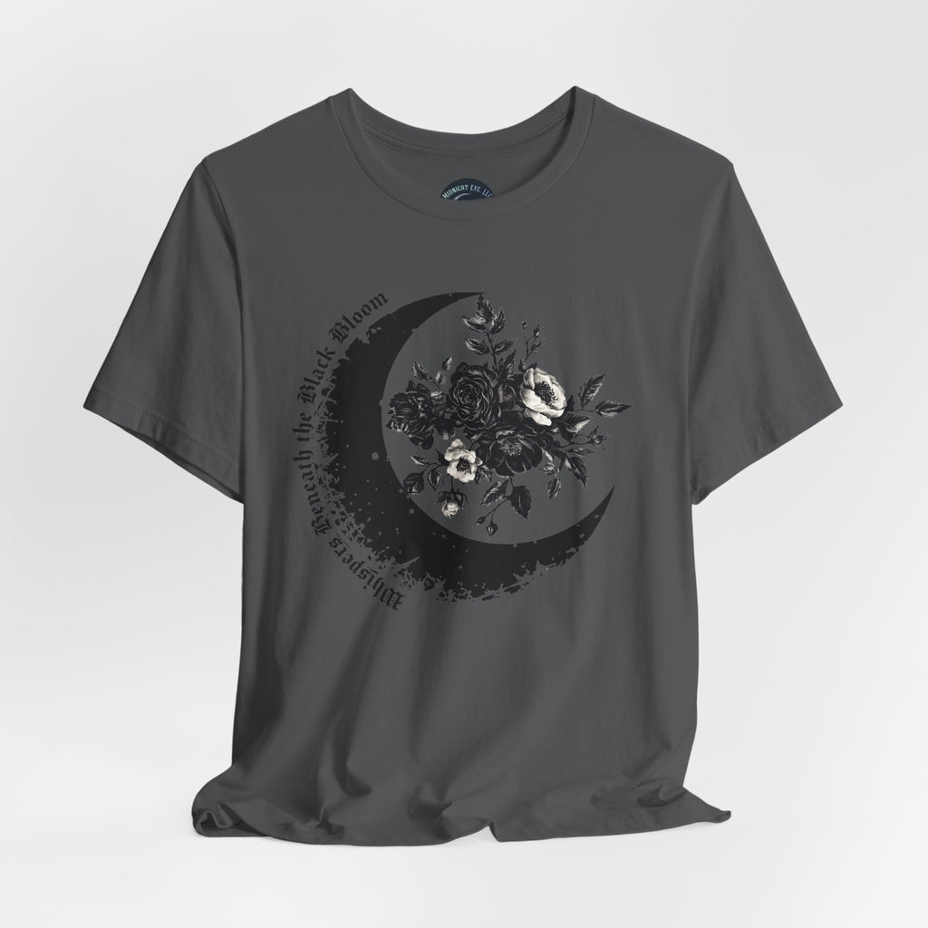 Moon Floral Tee — Crescent Moon Design - Gothic T-Shirt. Midnight Eye, LLC