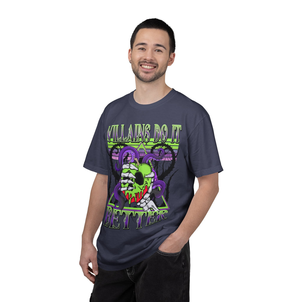 Villains Do It Better Graphic T-Shirt — Neon Monster Skull Tee. Midnight Eye, LLC
